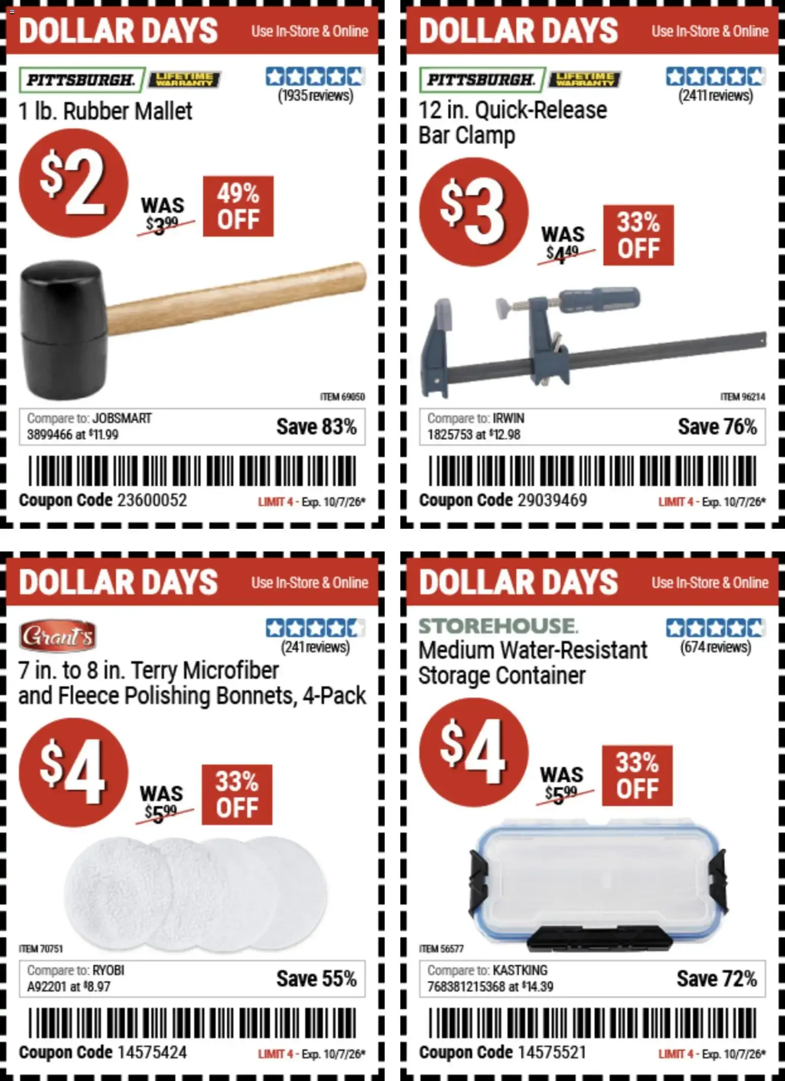 Weekly ad Harbor Freight Dollar Days (09/24 - 10/07 2026) - Flyer from September 24 to October 7 2026 - Page 4