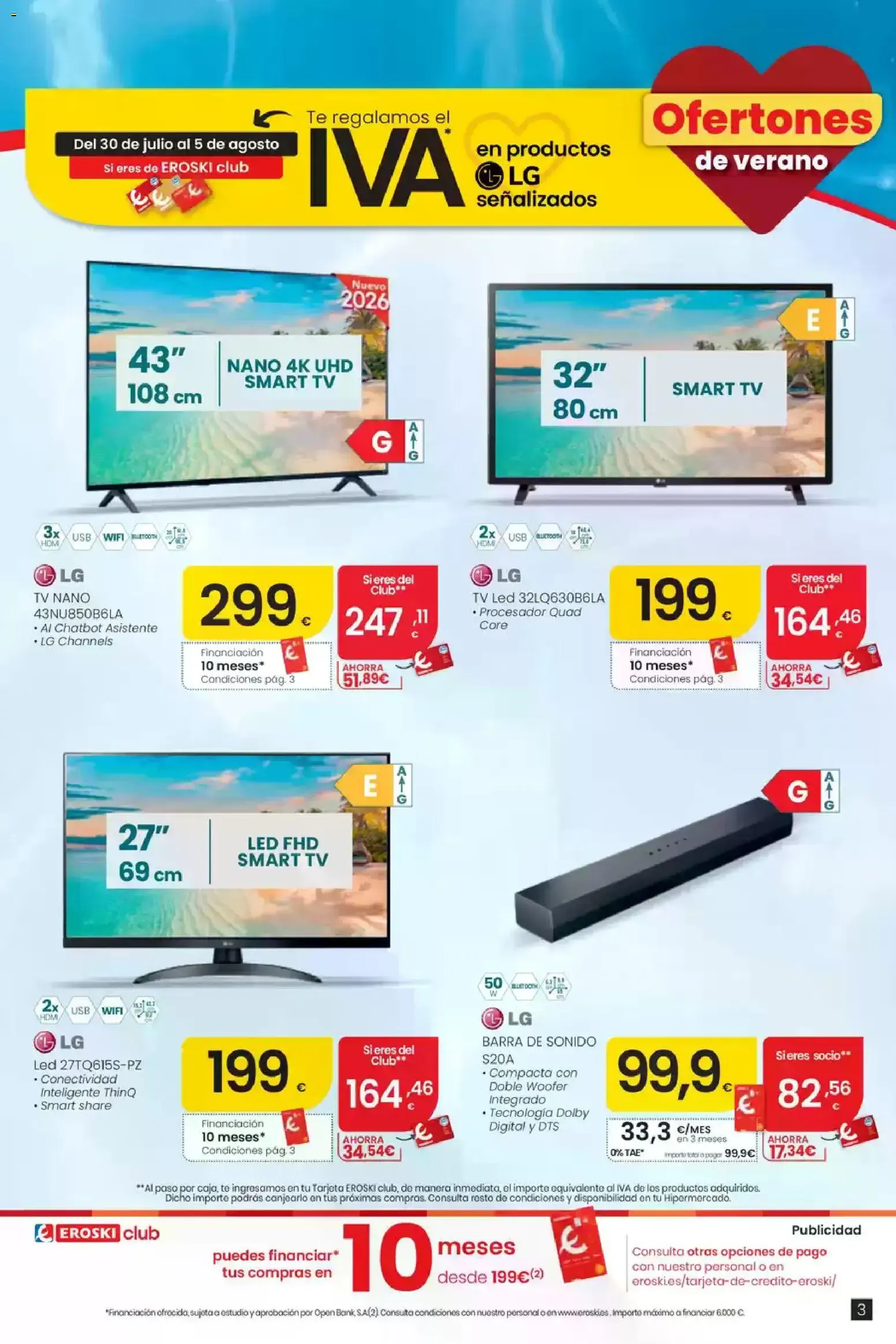 Catálogo de Eroski Ofertones de verano: Te regalamos el IVA en televisores y electrodomésticos 30 de julio al 5 de agosto 2026 - Página 3
