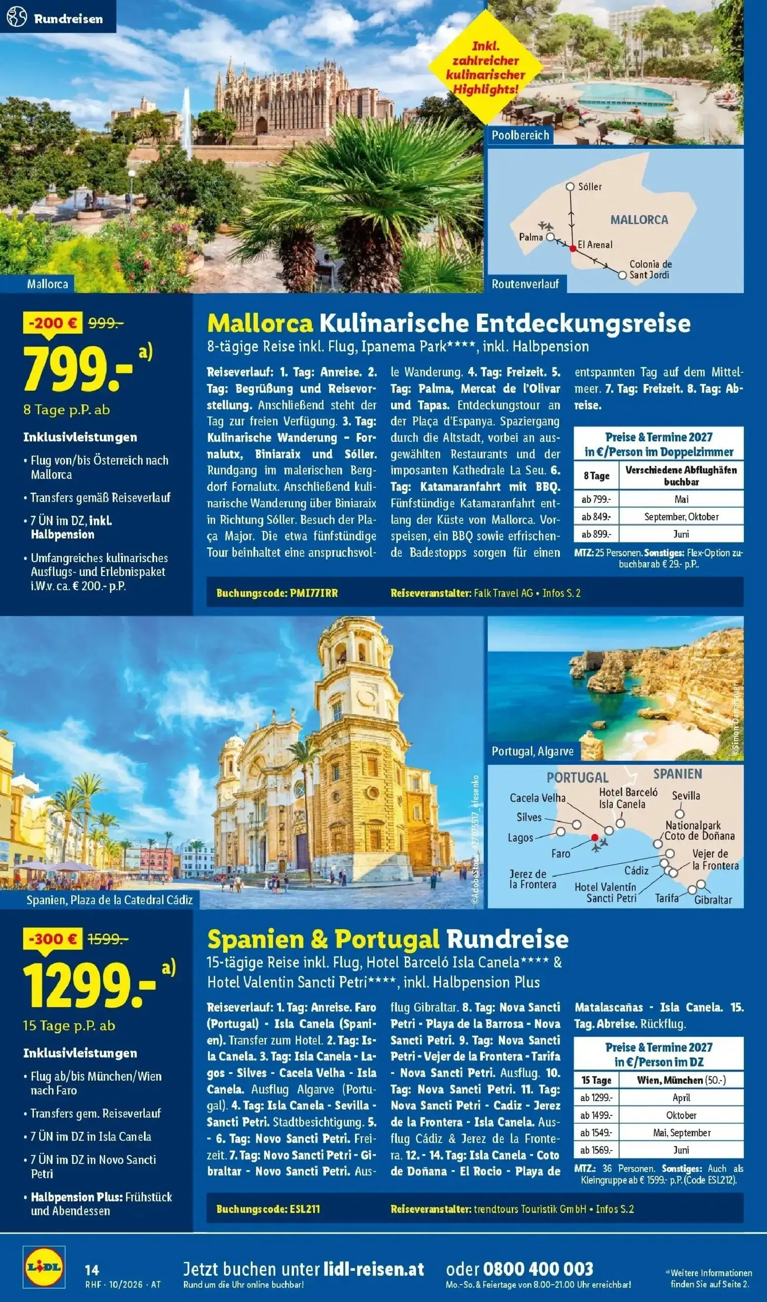 Lidl Reisen: Wenig zahlen, viel erleben von 30. September bis 31. Oktober 2026 - Flugblätt seite  14