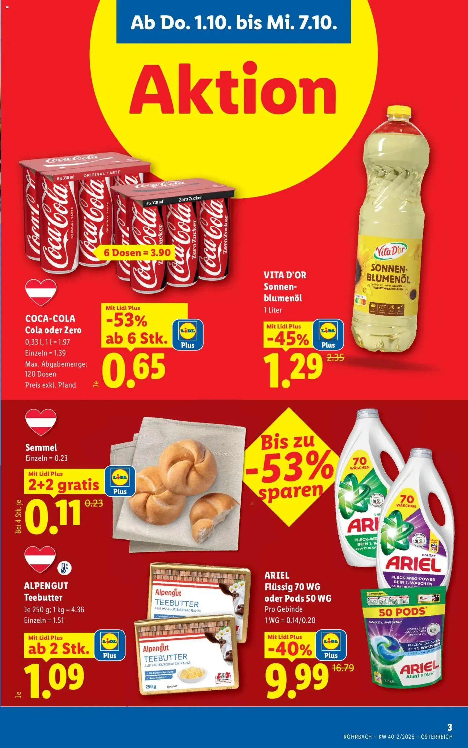 Lidl Jeden Tag deine günstigen Preise. ab 01.10.2026 - Angebote ab donnerstag von 1. Oktober bis 7. Oktober 2026 - Flugblätt seite 3