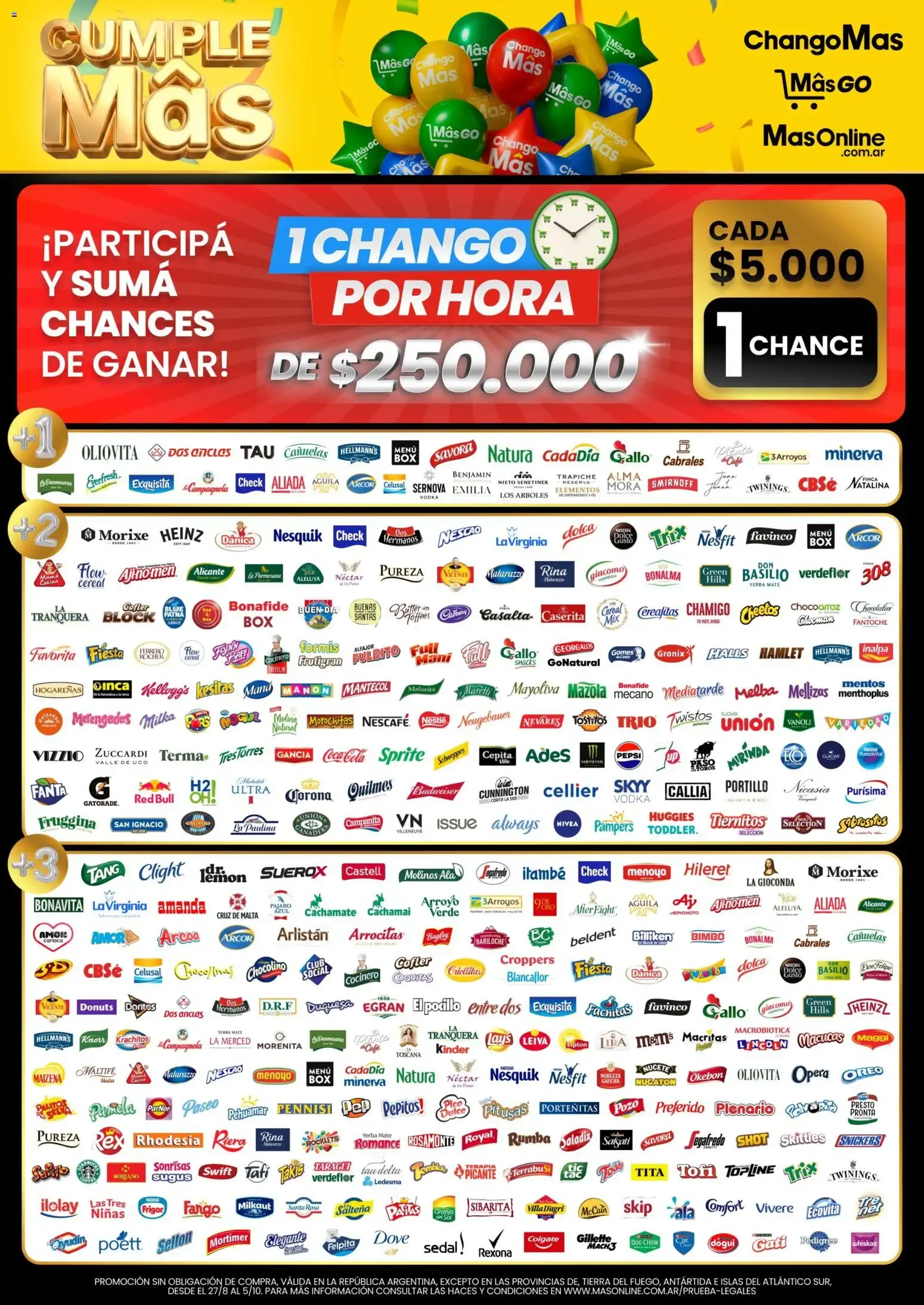 Ofertas de Changomas - Cumple Más: Participá y ganá 1 Chango por hora 27 de agosto al 5 de octubre 2026 - Página 1 del catálogo