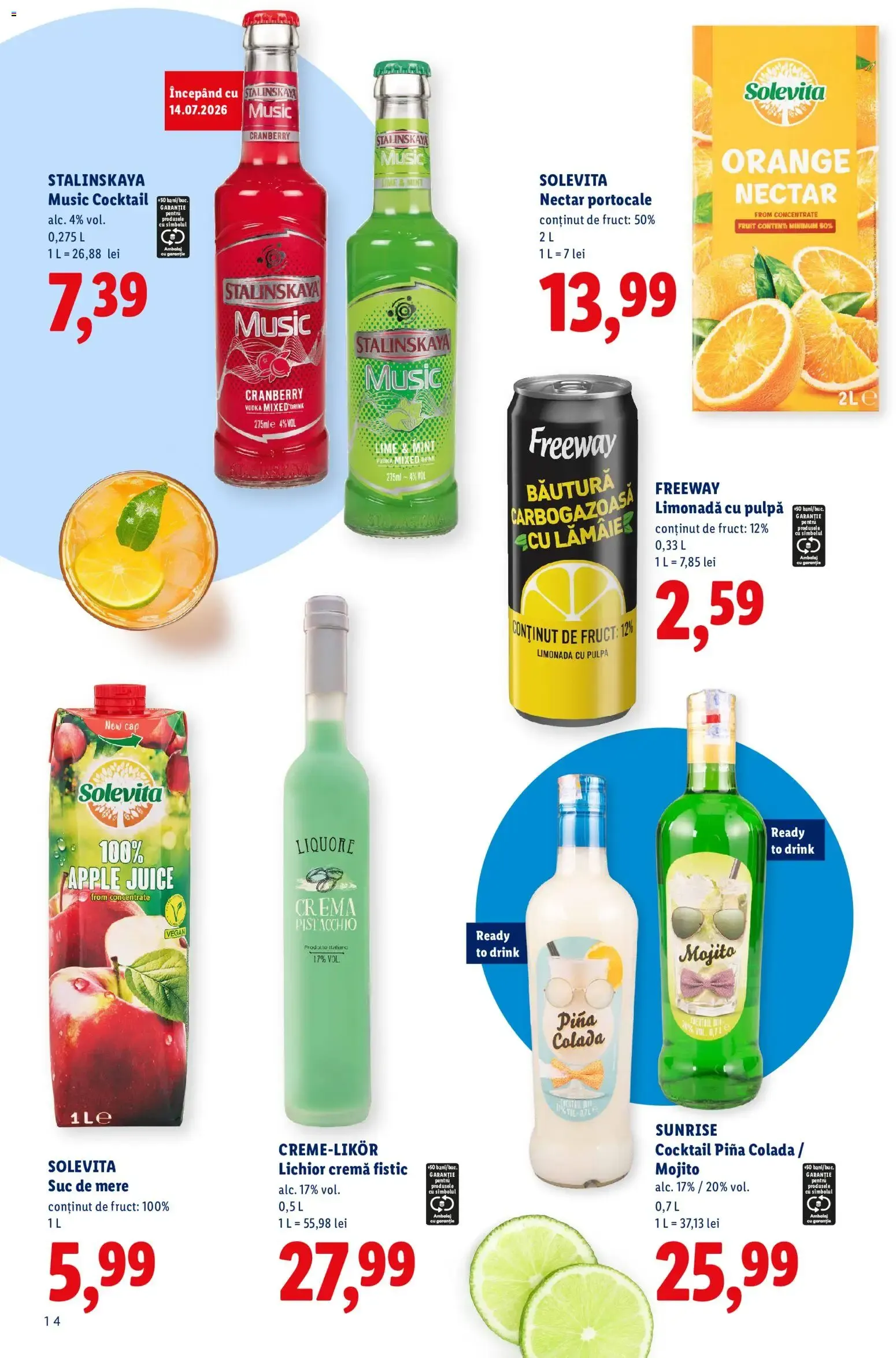 Catalog Băuturi pentru o vară distractivă. Știi că merită. de la 13 iulie până la 13 septembrie 2026 - Revista Pagina 14