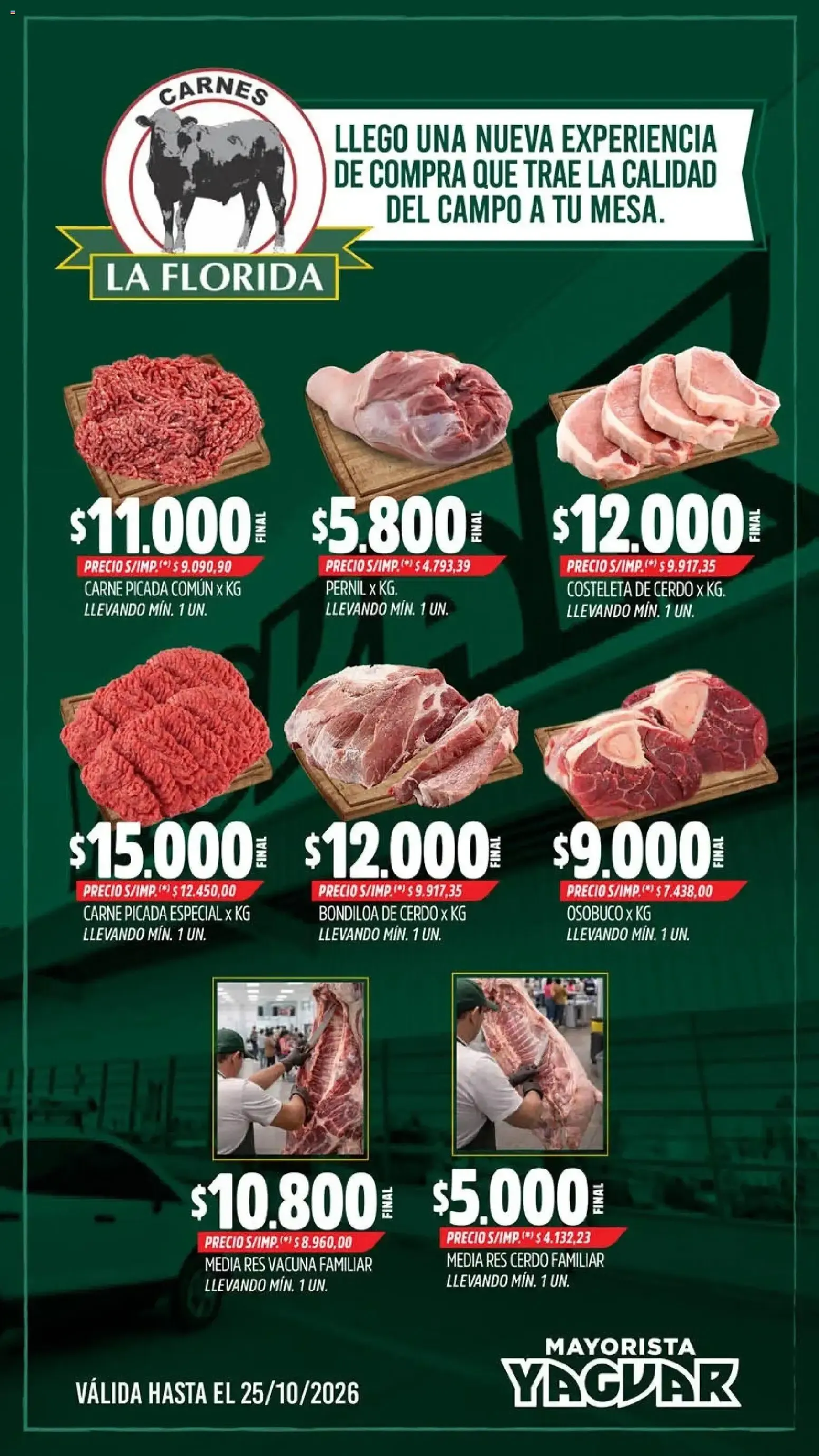 Ofertas de Ofertas de Carnes en Mayorista Yaguar - La Florida 20 de octubre al 25 de octubre 2026 - Página 1 del catálogo