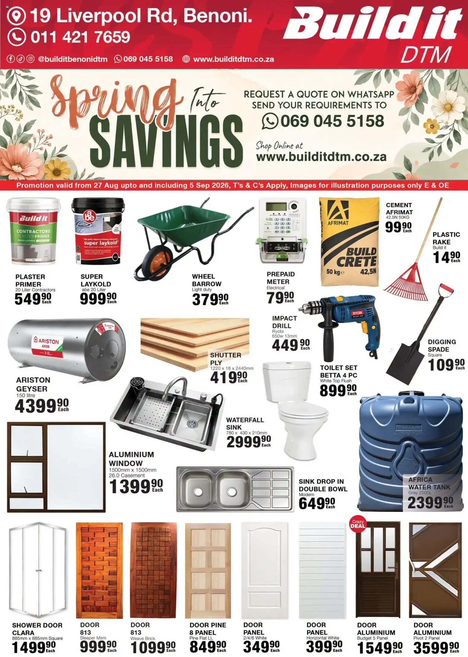 Build It Gauteng - Spring Savings (27/08/2026 - 05/09/2026) Online from 27 August to 5 September 2026 - Catalogue Page 1