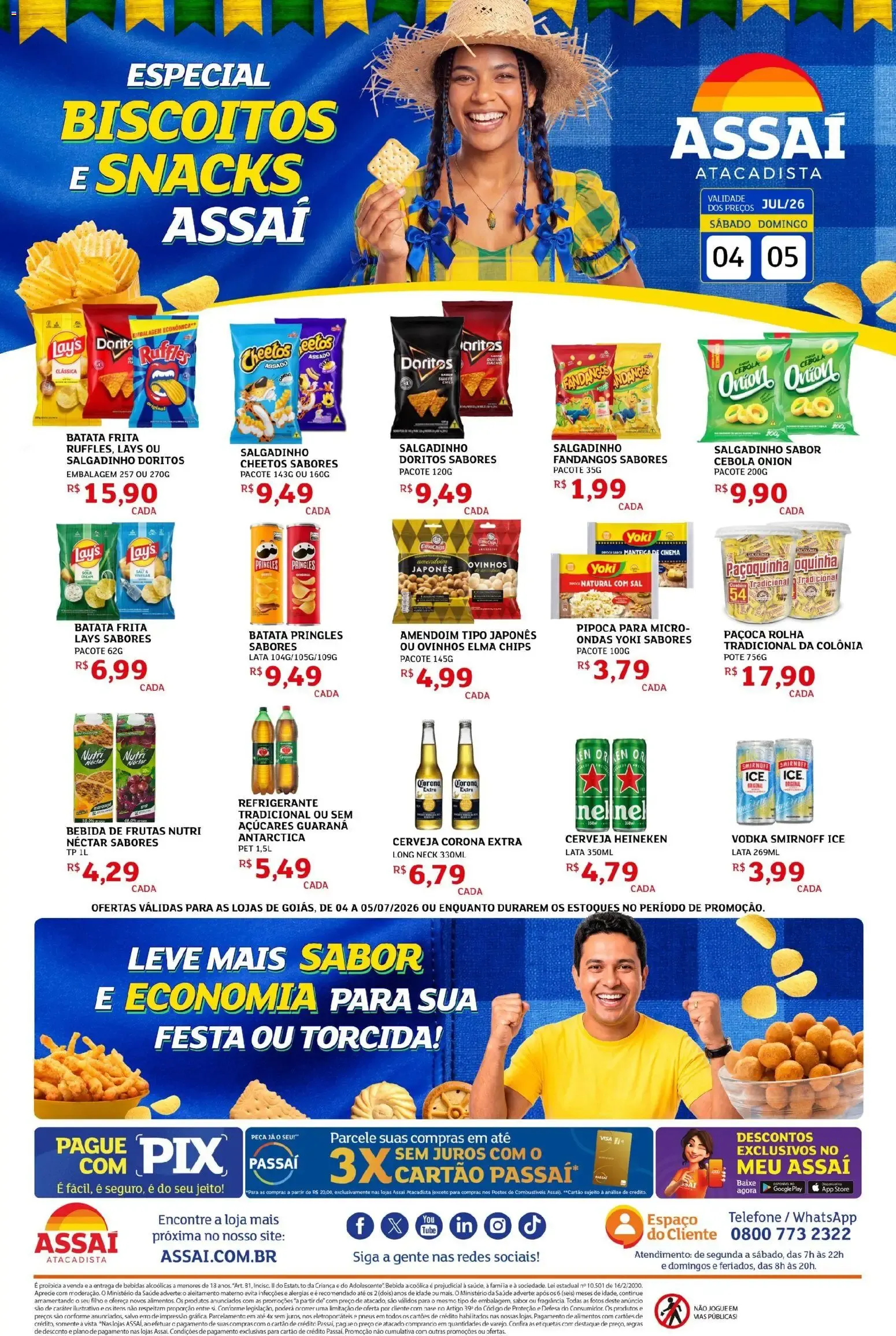 Encarte de Especial Biscoitos e Snacks - Assaí Atacadista 4 de julho até 5 de julho 2026 - Pagina 1