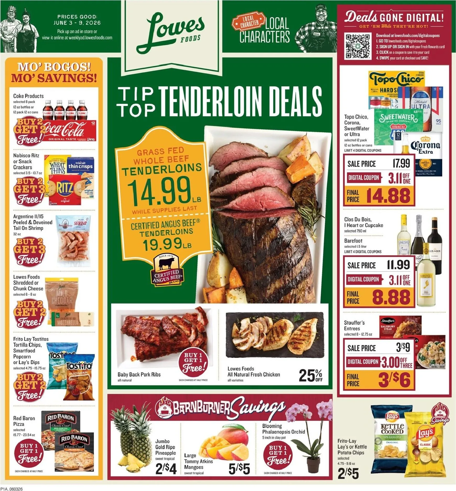 Weekly ad Lowes Foods - Tip Top Tenderloin Deals from June 3 to June 9 2026 - Page 1