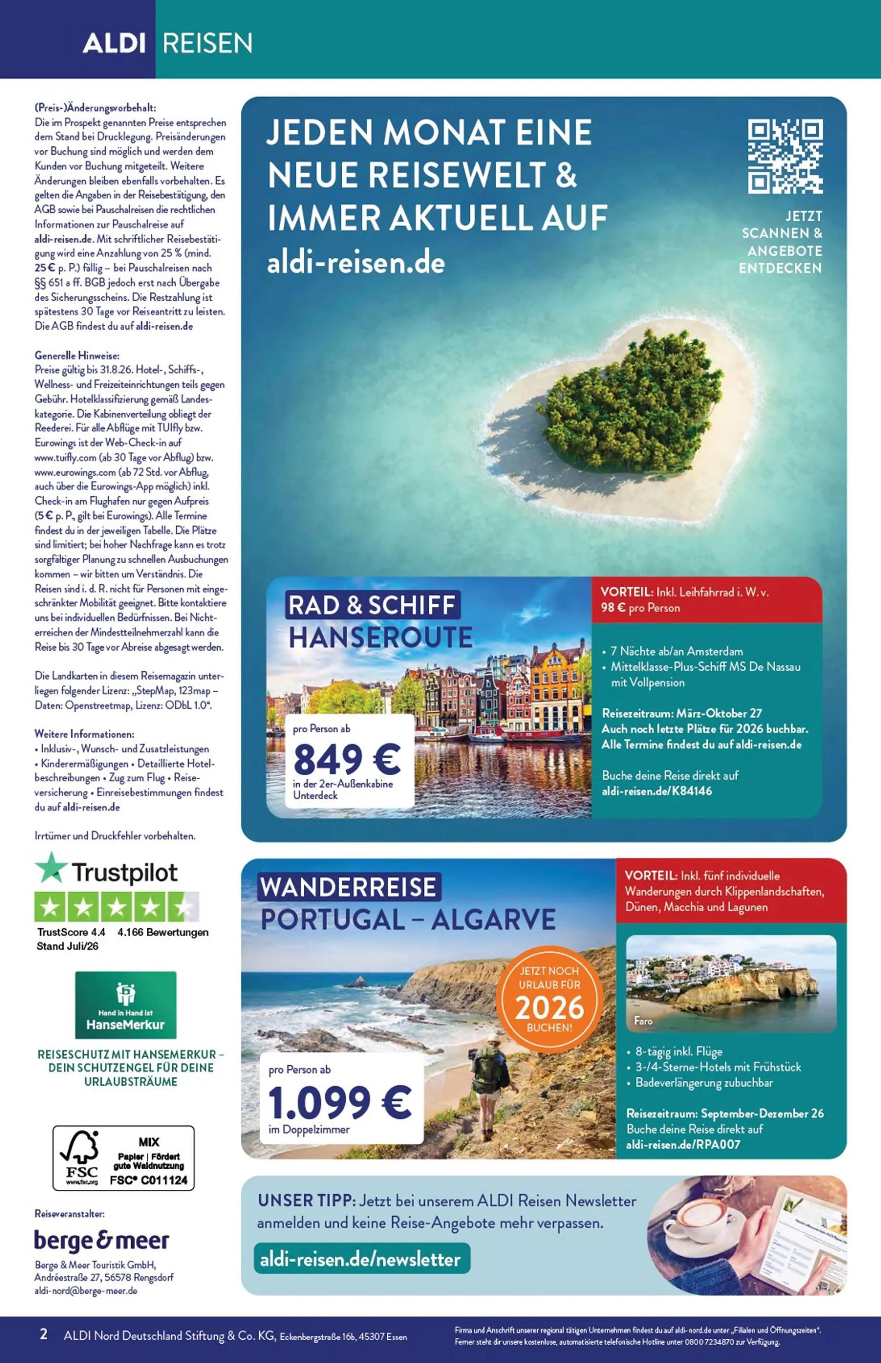 ALDI REISEN - Die Welt Entdecken! (Ausgabe August) von 3. August bis 31. August 2026 - Prospekt seite 2