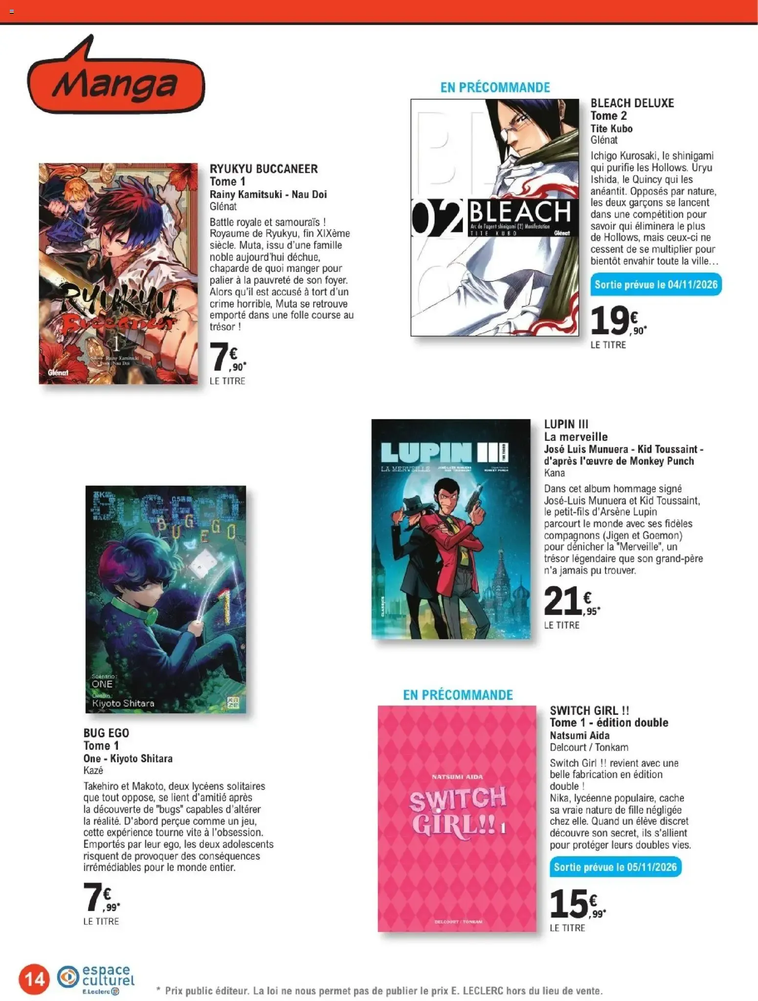 Espace Culturel E.Leclerc: Spécial BD & Manga du 13 octobre au 5 décembre 2026 - Catalogue page 14