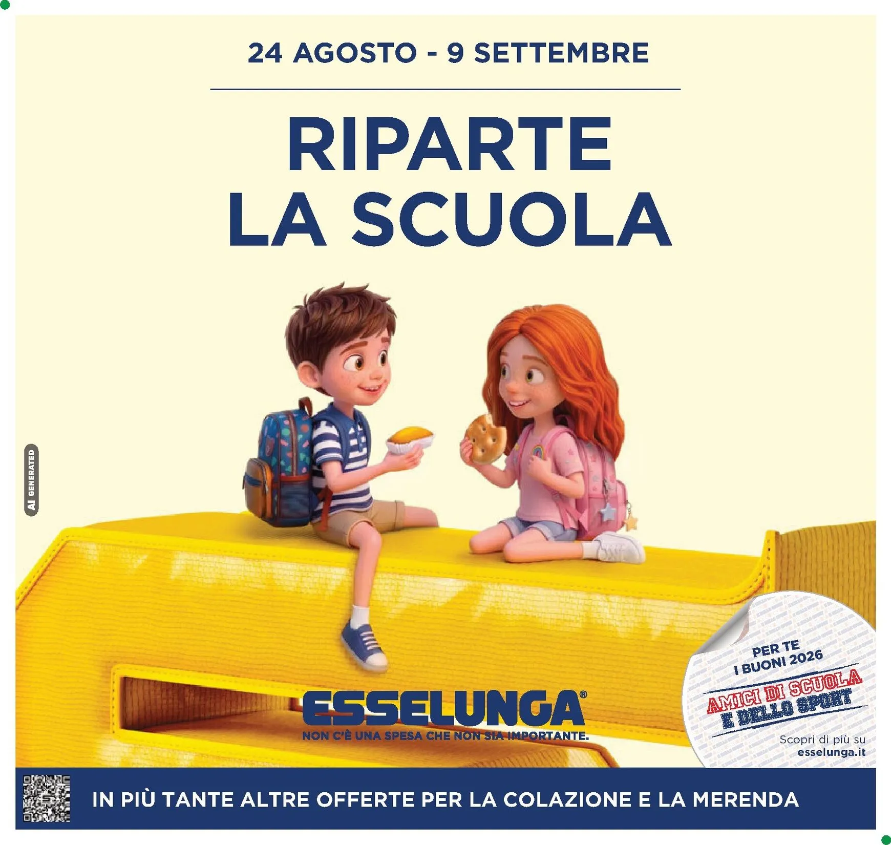 Volantino attuale di Esselunga - Scuola e Colazione valido dal lunedì 24/08/2026 al mercoledì 09/09/2026 da 24 agosto a 9 settembre di 2026 - Pagina del volantino 1