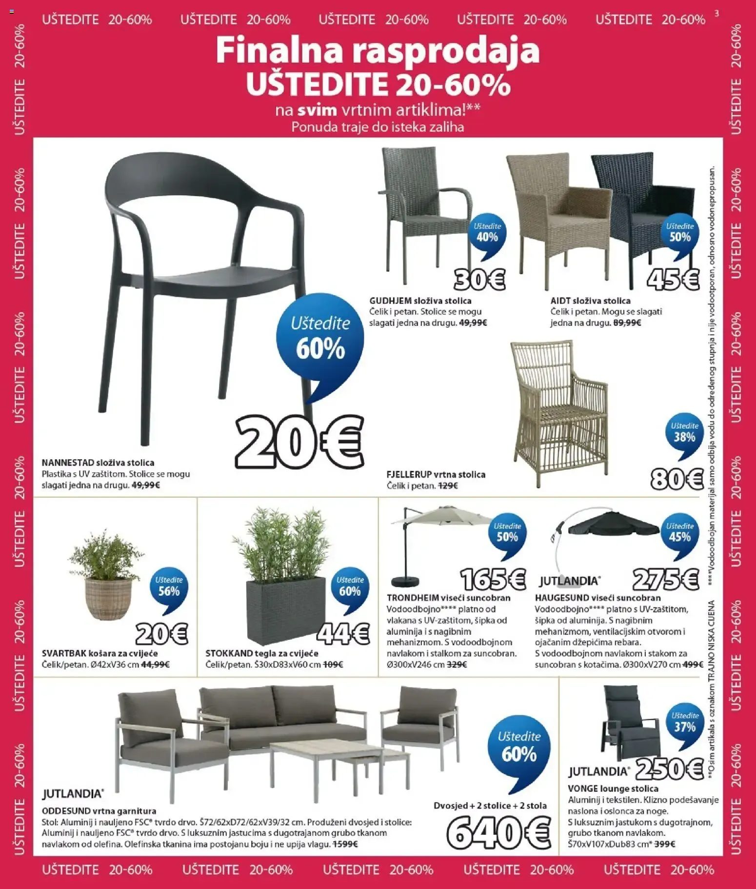 Katalog JYSK Finalna rasprodaja vrtnih artikala od 29. srpnja do 1. rujna 2026. - Pregled Stranica 3