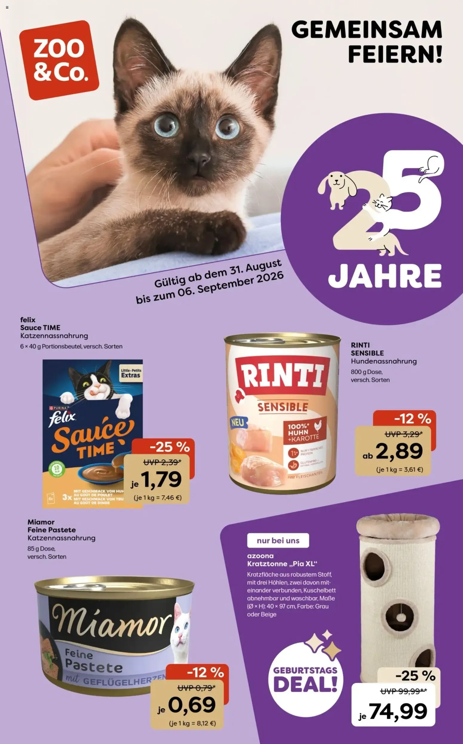Zoo & co Prospekt vom 31.08.2026 – Angebote online von 31. August bis 6. September 2026 - Prospekt seite 1