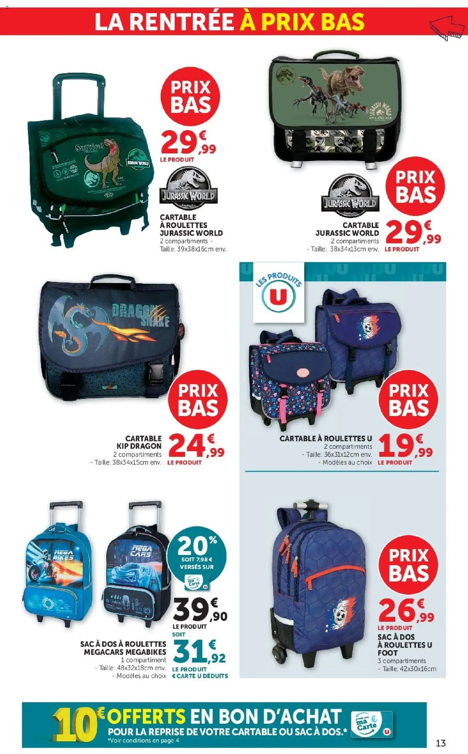 Hyper U - La rentrée à prix bas à partir du 15/07/2026 - promo en ligne du 15 juillet au 9 août 2026 - Catalogue page 13
