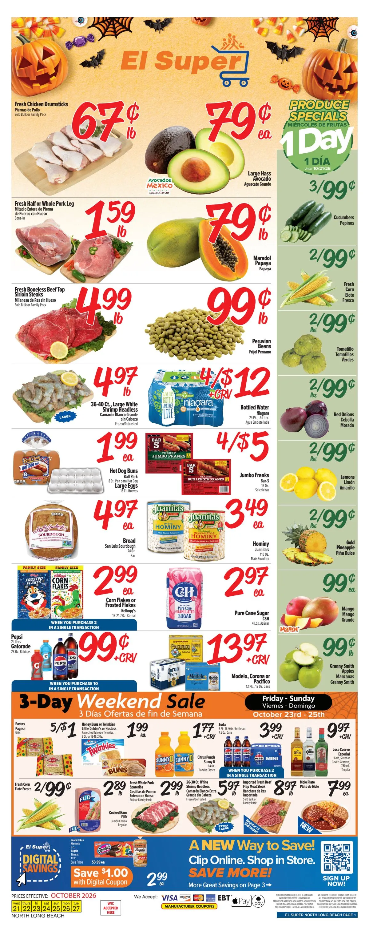 Weekly ad Current El Super - North Long Beach leaflet valid from Wednesday 10/21/2026 to Tuesday 10/27/2026 from October 21 to October 27 2026 - Page 1