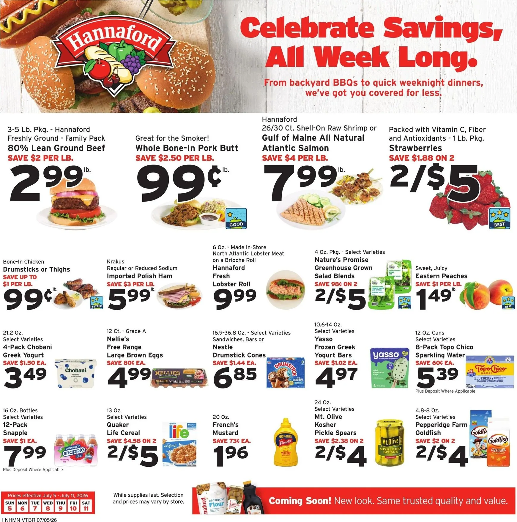 Current Hannaford leaflet valid from Sunday 07/05/2026 to Saturday 07/11/2026