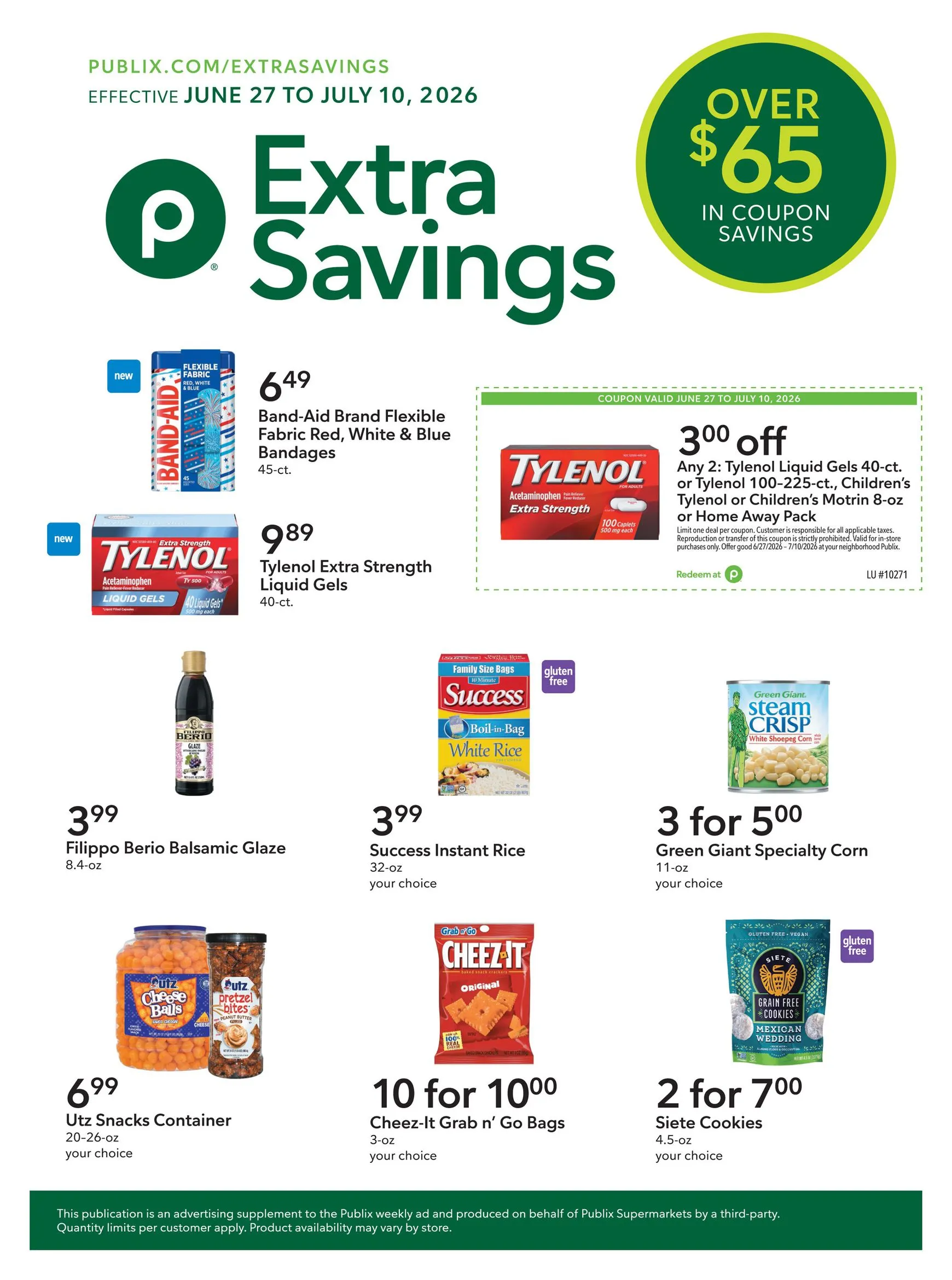 Current Publix - Extra Savings leaflet valid from Saturday 06/27/2026 to Friday 07/10/2026