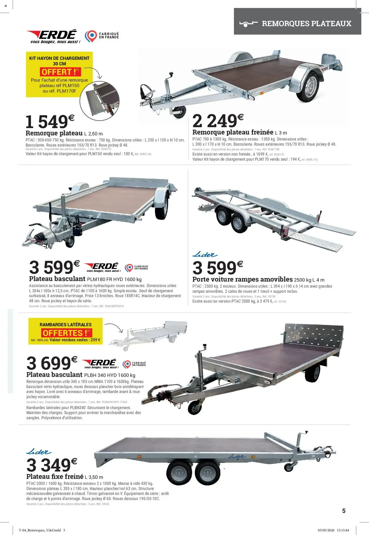 Espace Emeraude Catalogue la quinzaine de la remorque 2026 à partir du 03/06/2026 - promo en ligne du 3 juin au 20 juin 2026 - Catalogue page 5