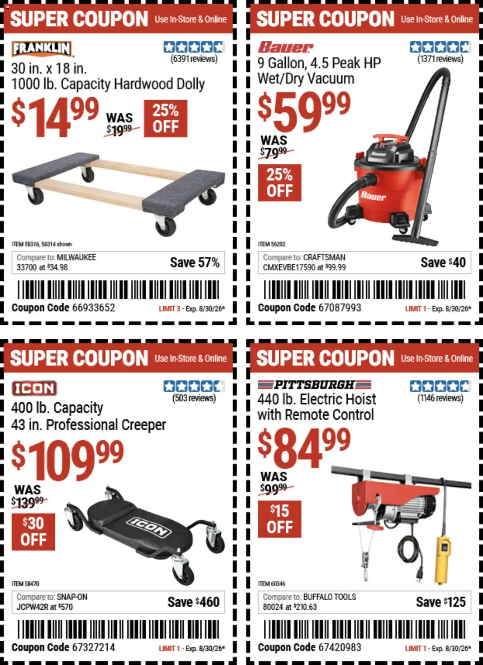 Weekly promotion Harbor Freight: Coupon Deals spanning from August 17 to August 30 2026 - Page 9 for Catalogue 365