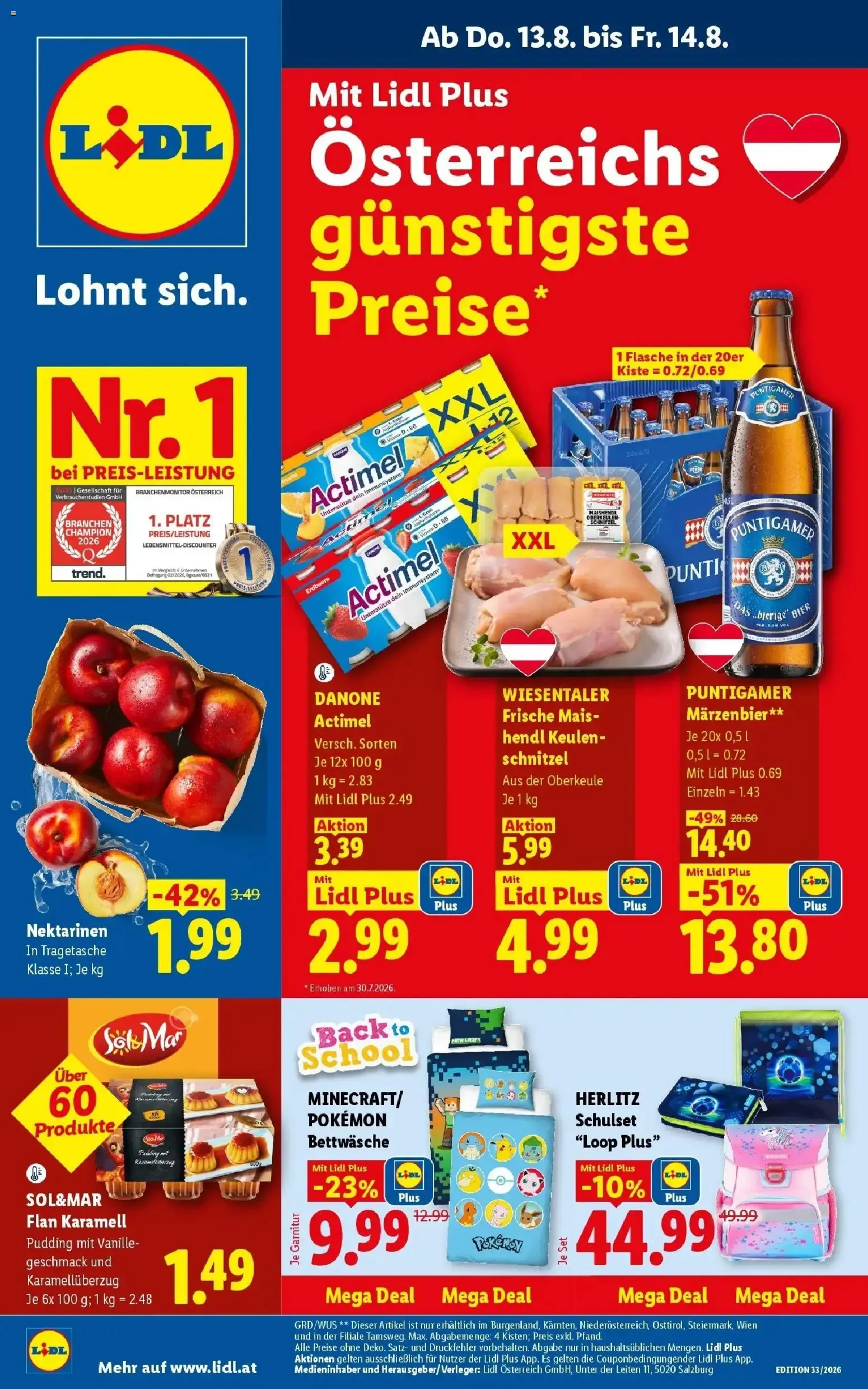Mit Lidl Plus Österreichs günstigste Preise* von 13. August bis 14. August 2026 - Flugblätt seite  1
