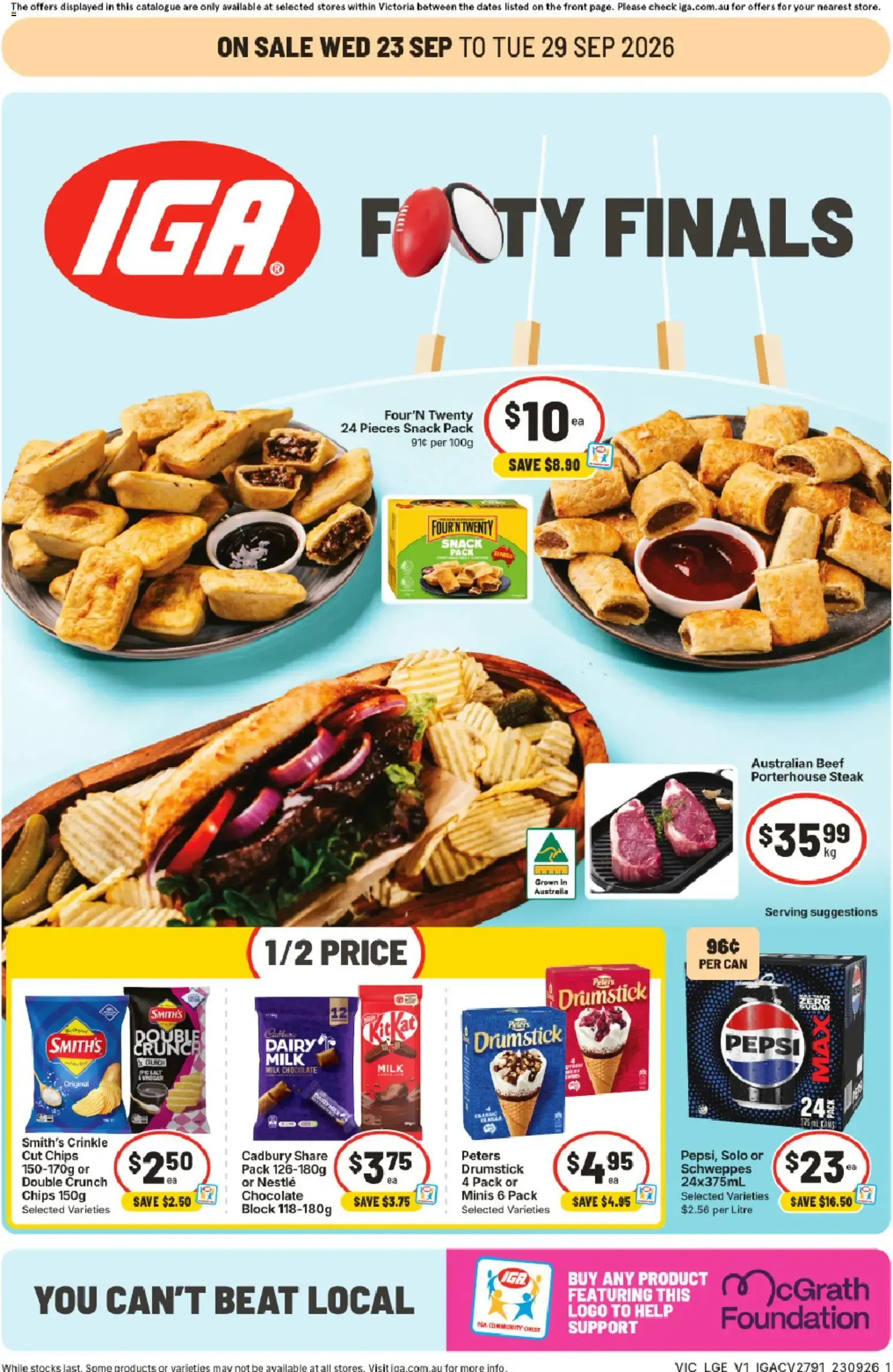 IGA FOOTY FINALS - Catalogue valid from 23 September to 29 September 2026 - page 1
