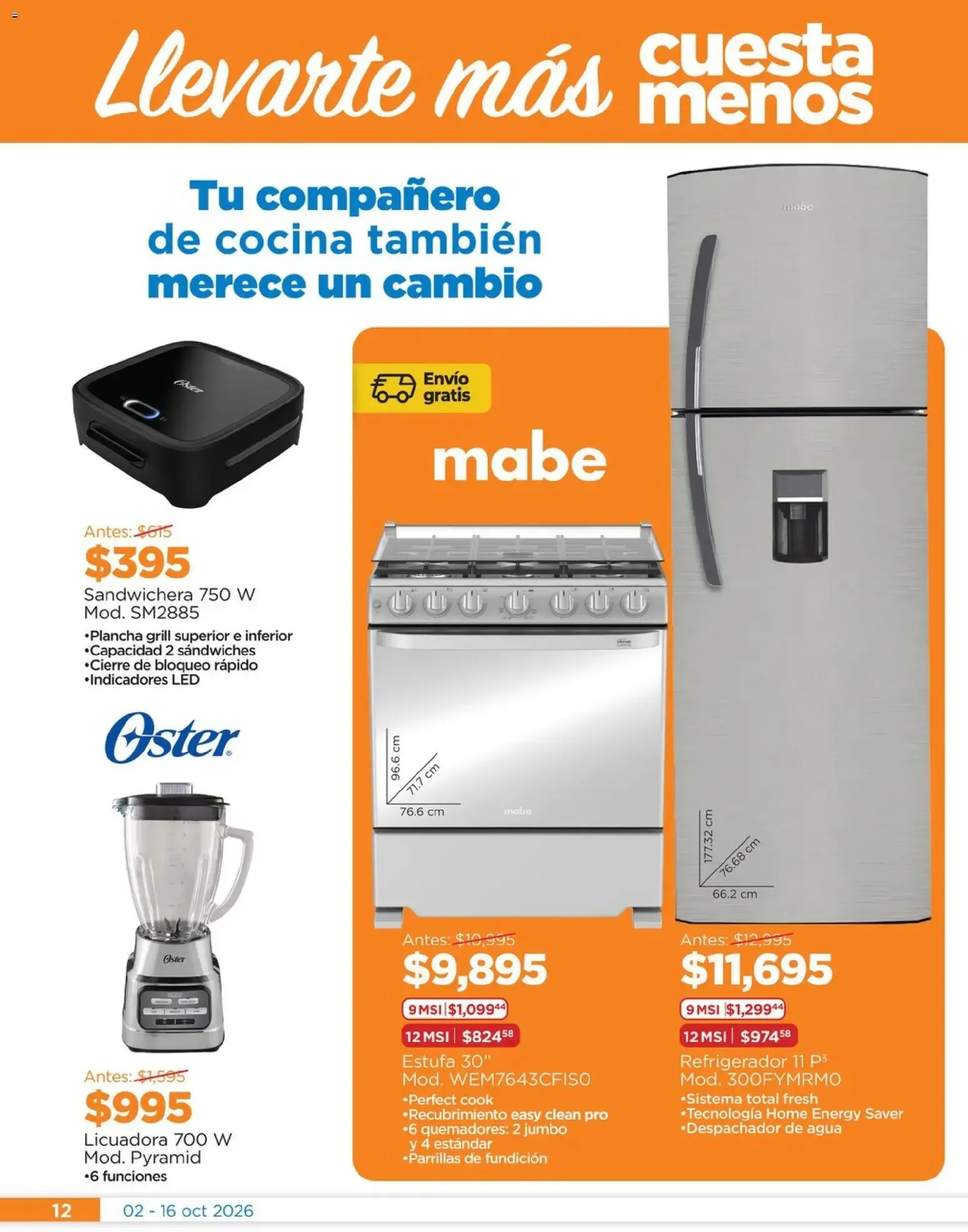 Catálogo de Chedraui folleto Renueva tu hogar Llevarte más cuesta menos (02/10/2026 - 16/10/2026) - catálogo en línea 2 de octubre al 16 de octubre 2026 - Pagina 12