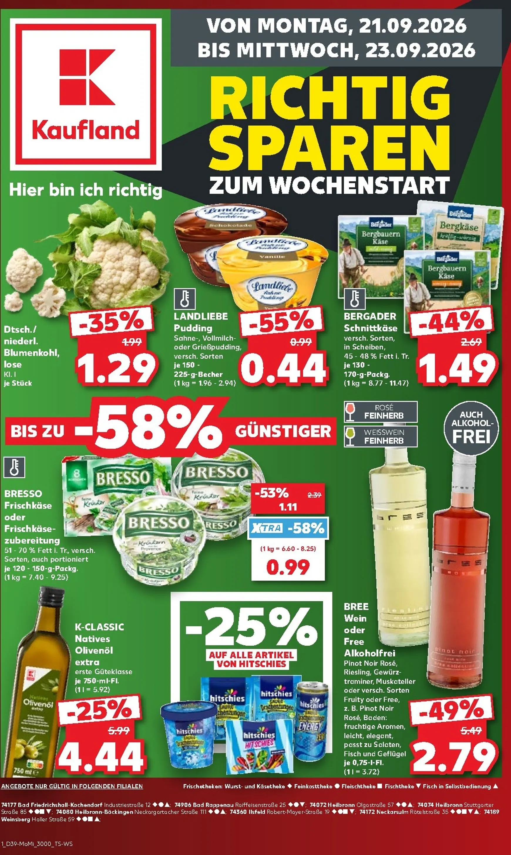 Kaufland - Richtig Sparen Prospekt nächste Woche – von Montag 21.09.2026 bis Mittwoch 23.09.2026 von 21. September bis 23. September 2026 - Prospekt seite 1