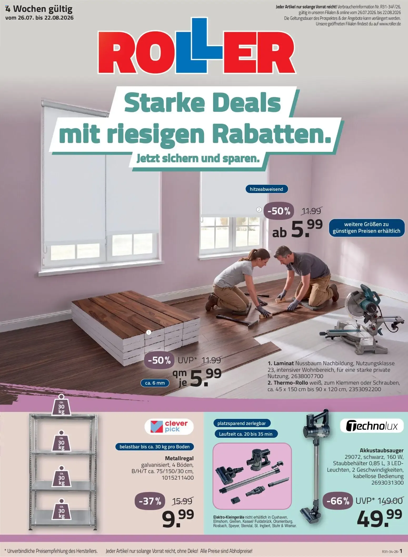 Roller: Starke Deals mit riesigen Rabatten von 26. Juli bis 22. August 2026 - Prospekt seite 1