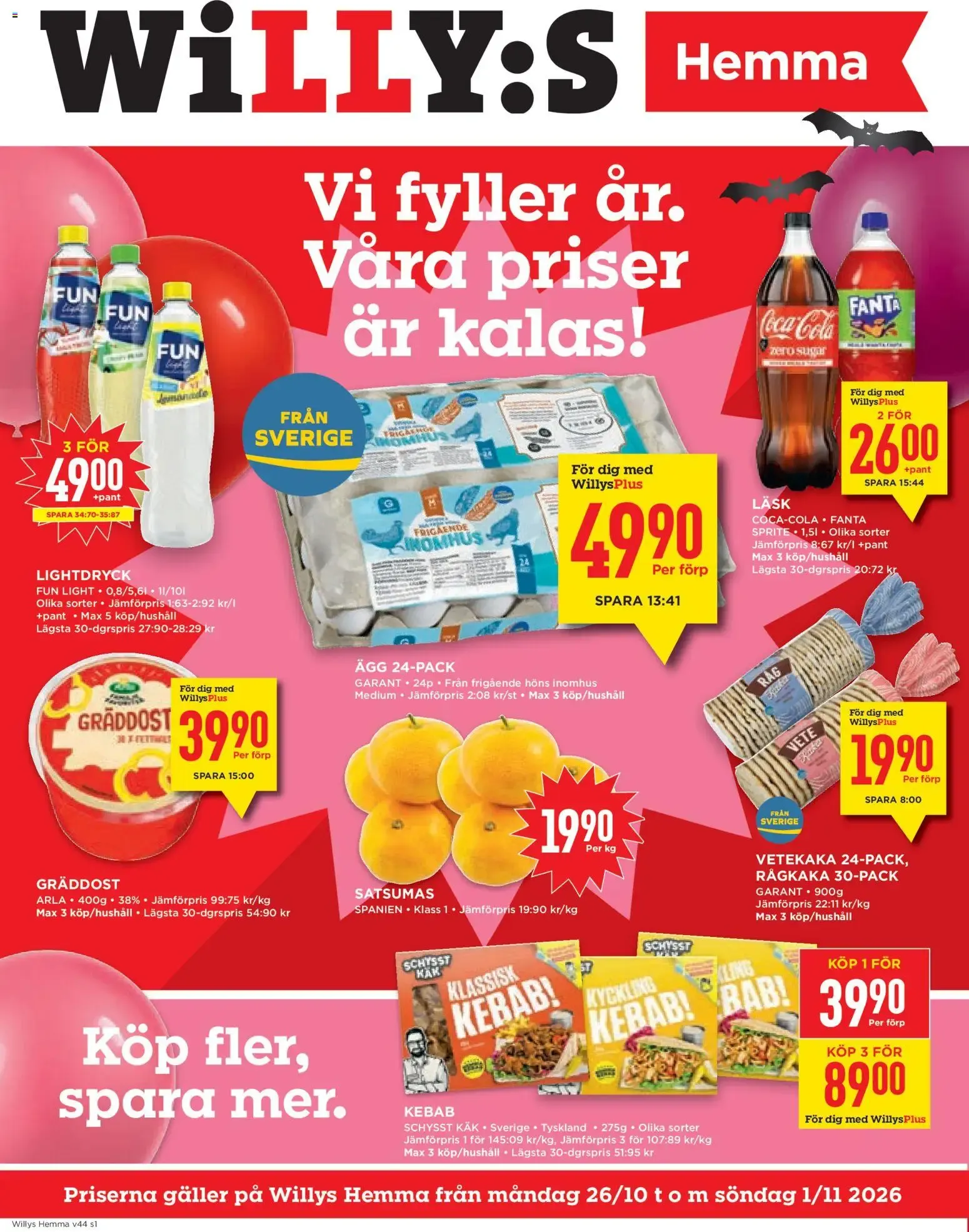 Willys erbjudanden Hemma från 26/10/2026 - 01/11/2026 > Reklamblad nuvarande rabatter från 26 oktober till 1 november 2026 - Reklamblad sidor 1