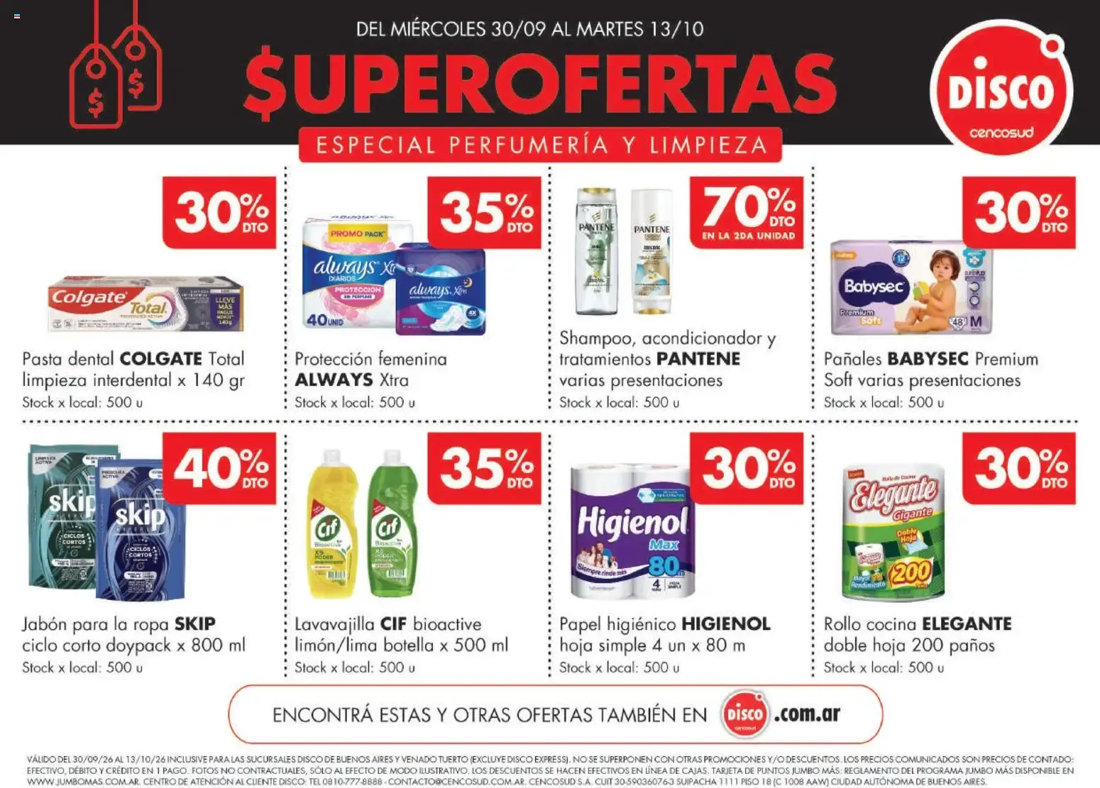 Ofertas de Disco - Especial Perfumería y Limpieza del 30/09/2026 - 13/10/2026 30 de septiembre al 13 de octubre 2026 - Página 1 del catálogo
