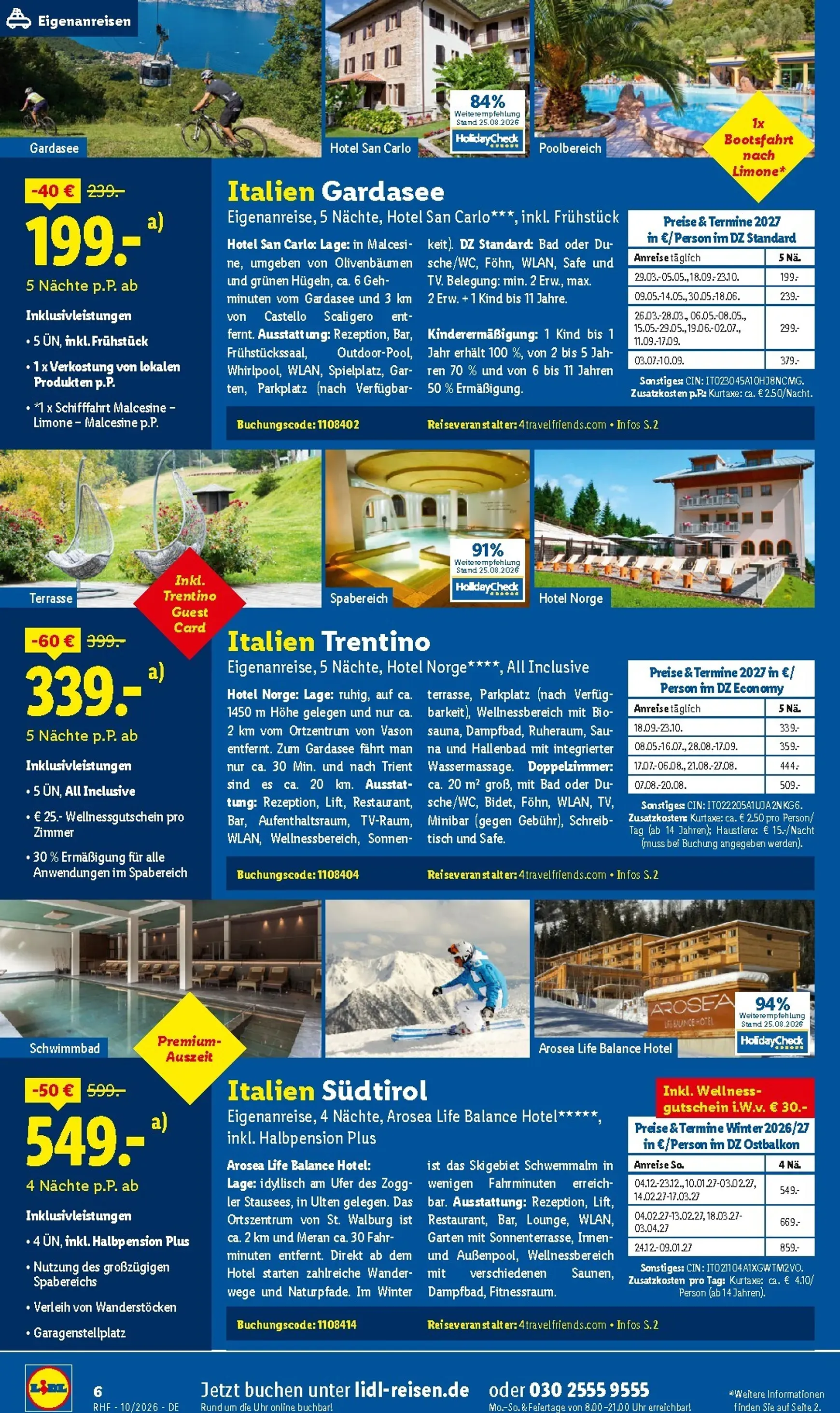 Lidl - Reise-Highlights Prospekt – von Mittwoch 30.09.2026 bis Samstag 31.10.2026 von 30. September bis 31. Oktober 2026 - Prospekt seite 6