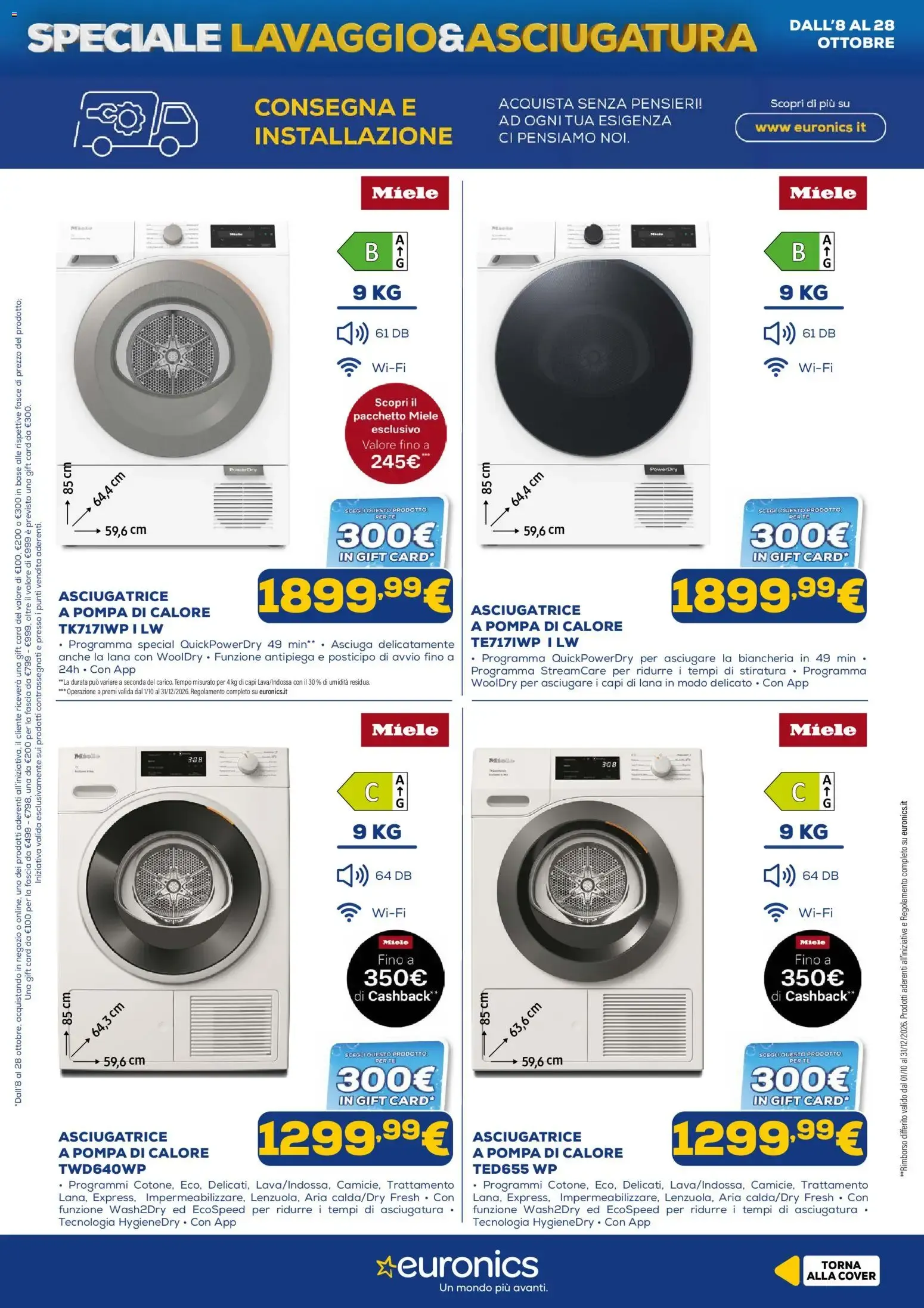 Euronics: Speciale Lavaggio & Asciugatura da 8 ottobre a 28 ottobre di 2026 - Pagina del volantino 8