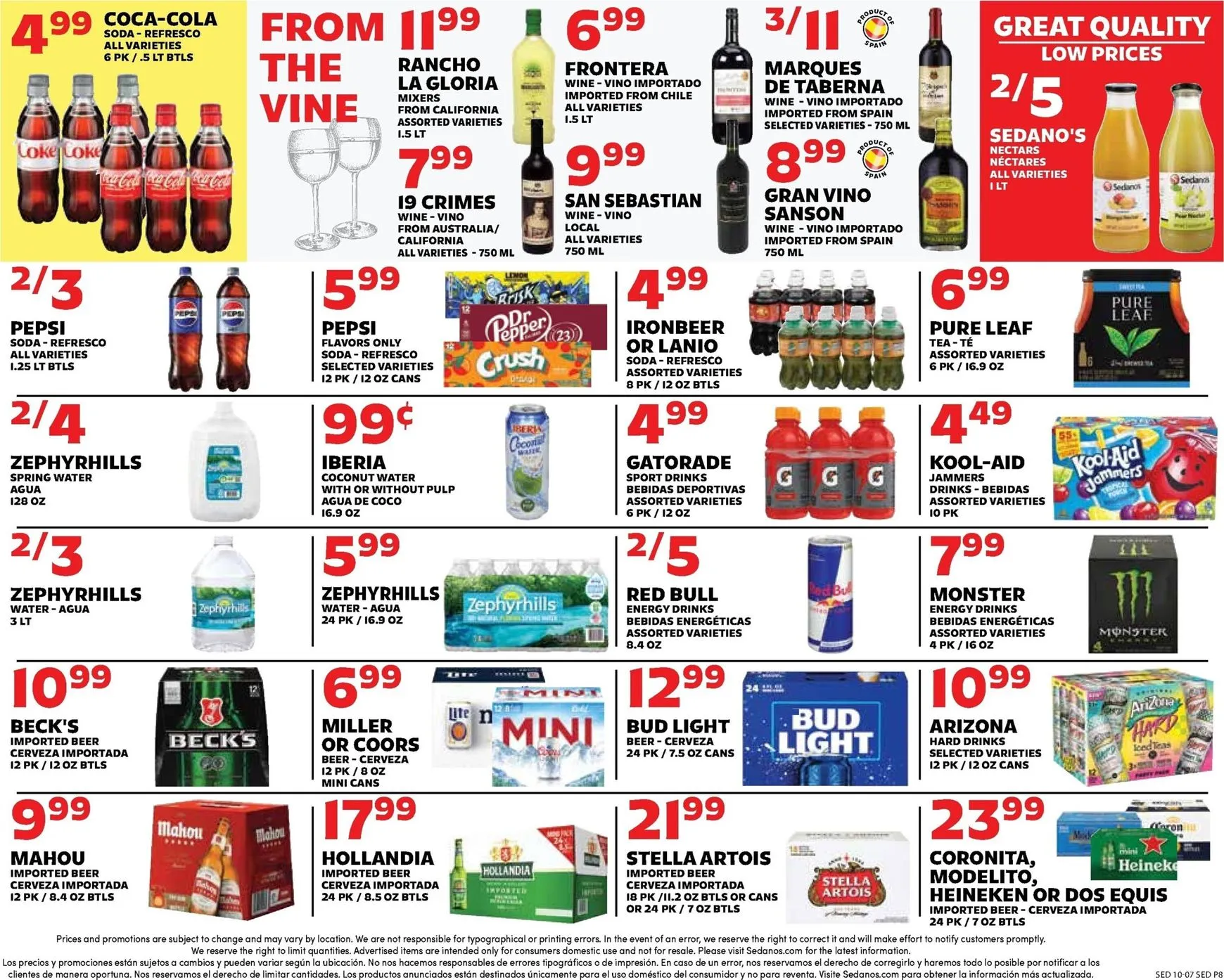 Weekly promotion Current Sedano's leaflet valid from Wednesday 10/07/2026 to Tuesday 10/13/2026 spanning from October 7 to October 13 2026 - Page 8 for Catalogue 365