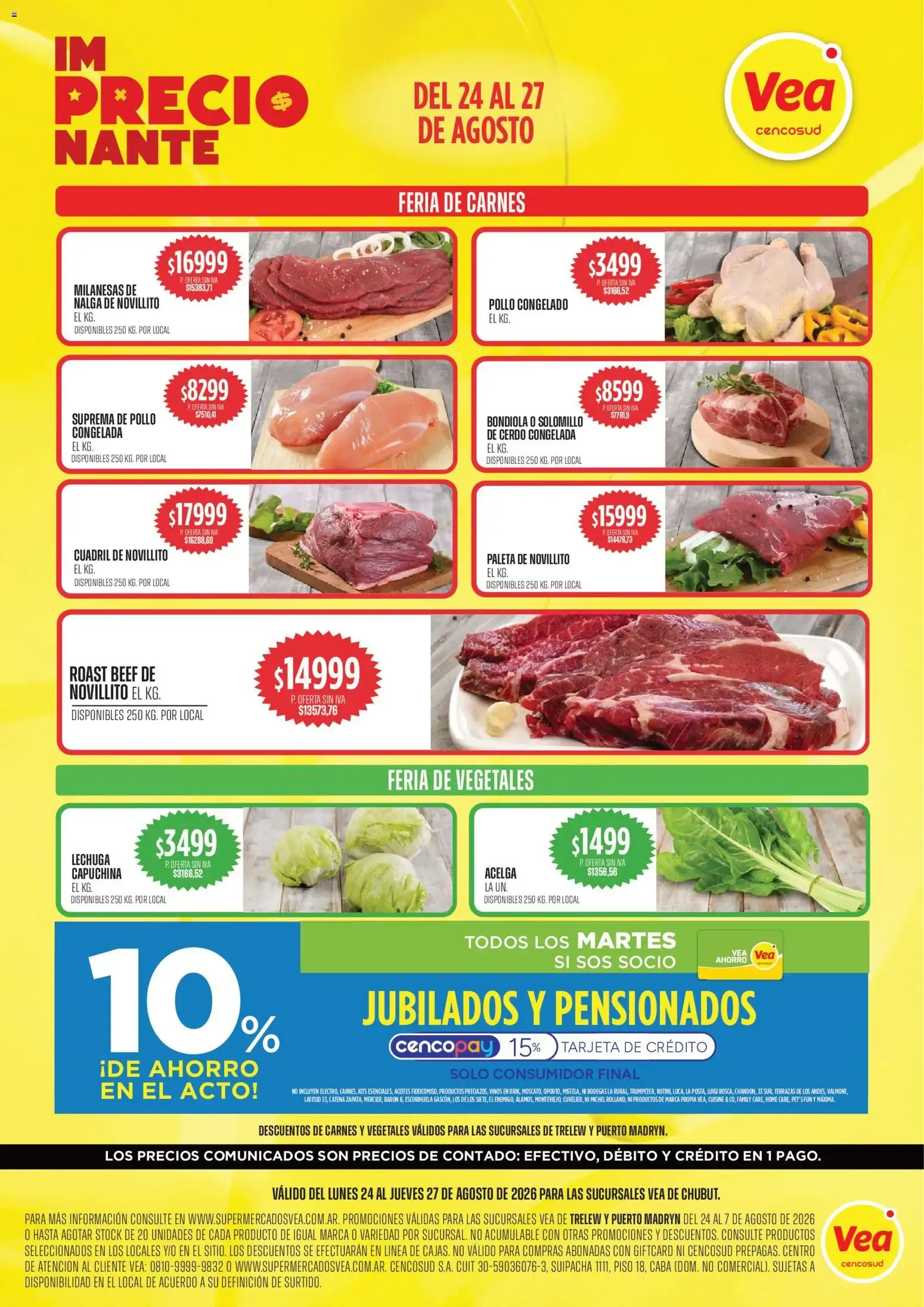 Ofertas de Vea - VOLANTE SEMANAL CHUBUT del 24/08/2026 - 27/08/2026 24 de agosto al 27 de agosto 2026 - Página 1 del catálogo