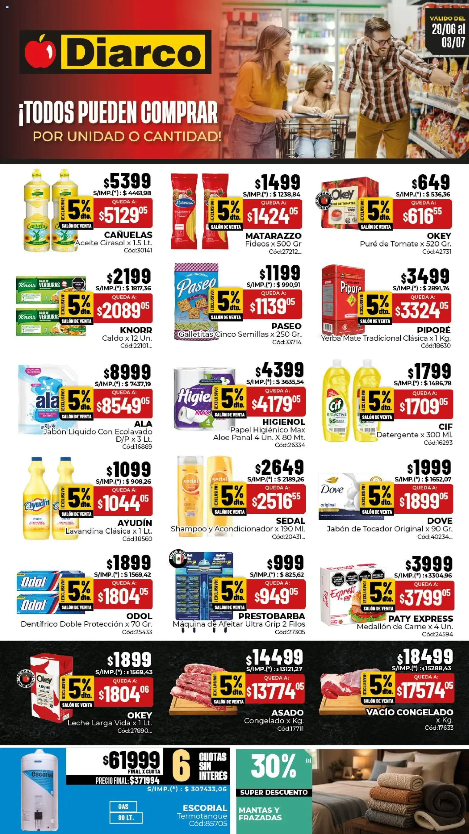 Ofertas de Diarco: ¡TODOS PUEDEN COMPRAR POR UNIDAD O CANTIDAD! 29 de junio al 3 de julio 2026 - Página 1 del catálogo