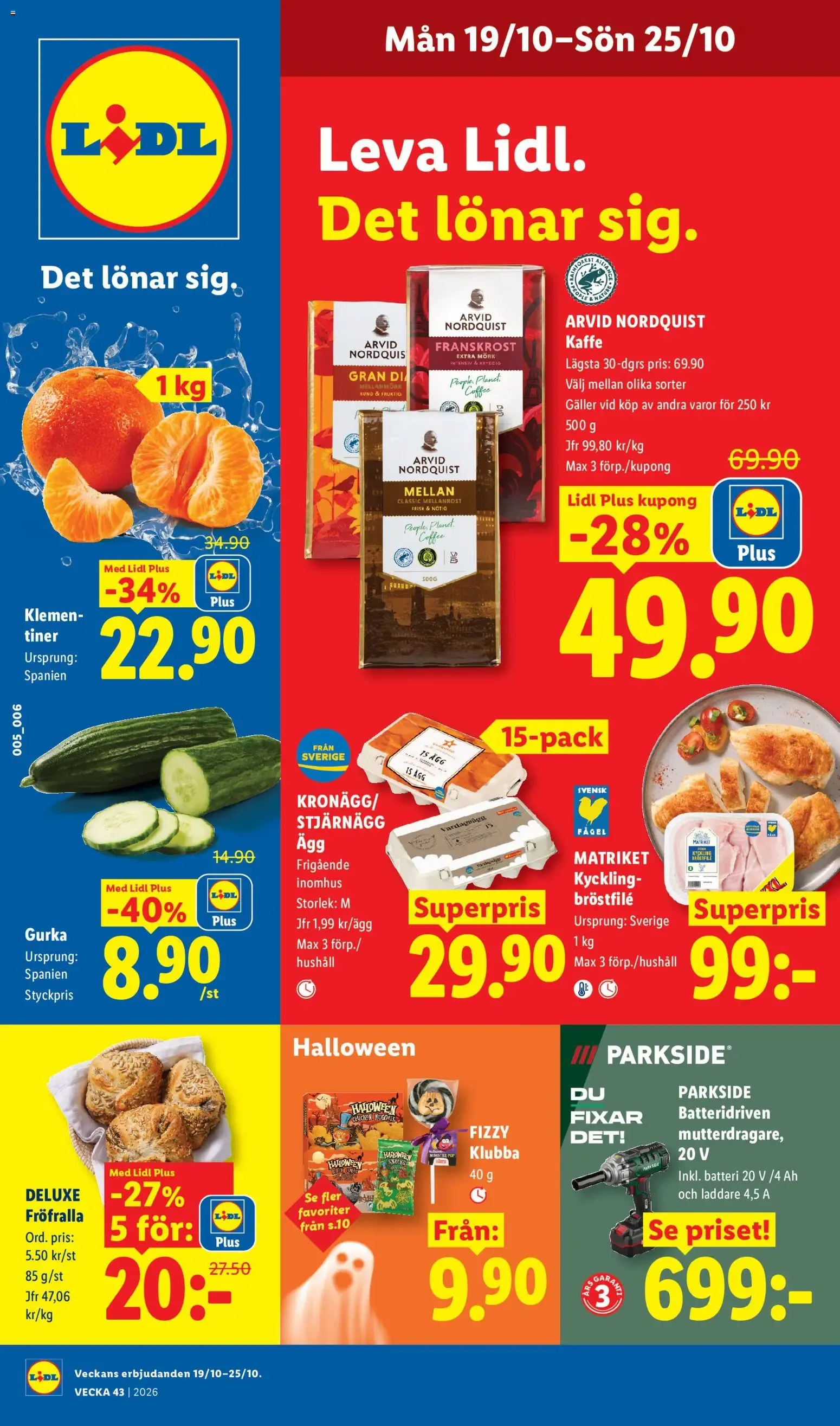 Lidl erbjudanden från 19/10/2026 - 25/10/2026 > Reklamblad nuvarande rabatter från 19 oktober till 25 oktober 2026 - Reklamblad sidor 1