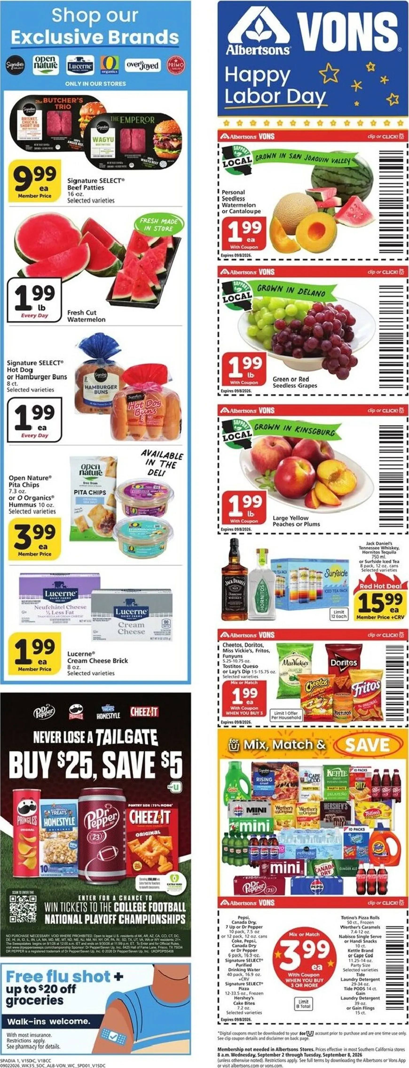 Weekly promotion Vons Happy Labor Day Sale spanning from September 2 to September 8 2026 - Page 2 for Catalogue 365