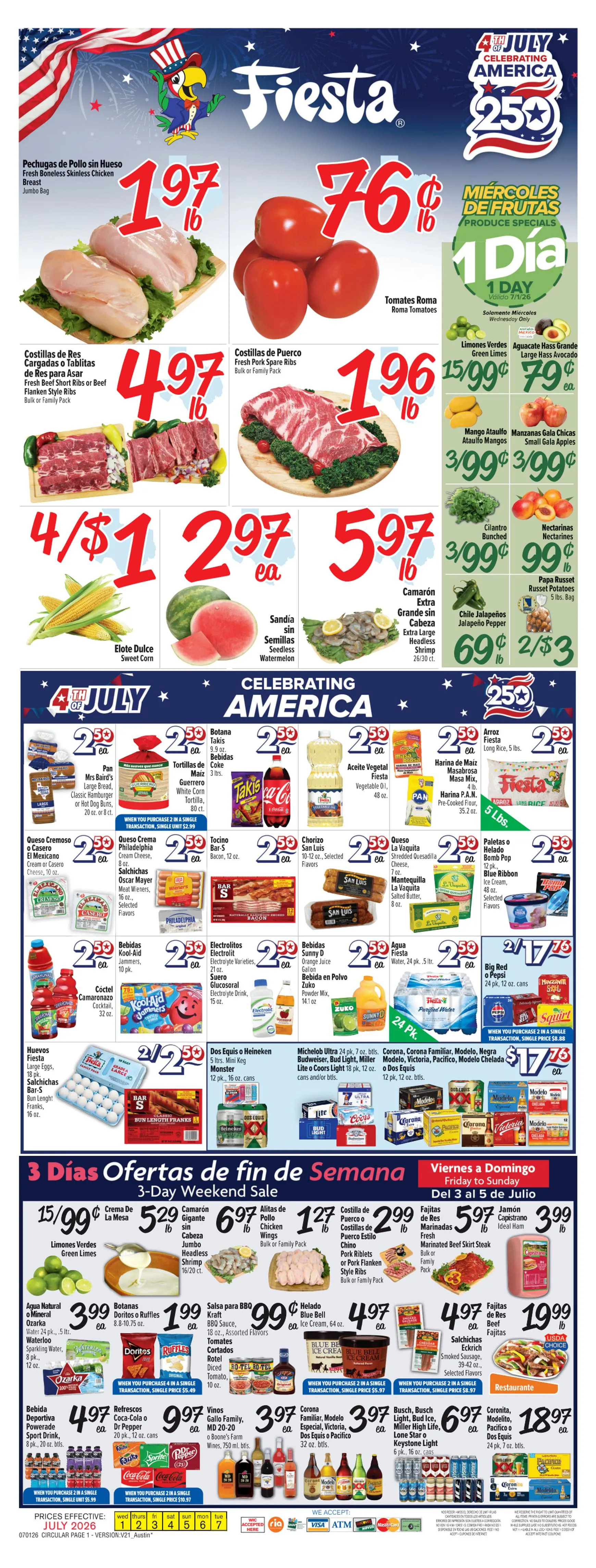 Weekly ad Current Fiesta Mart - Austin leaflet valid from Wednesday 07/01/2026 to Tuesday 07/07/2026 from July 1 to July 7 2026 - Page 1