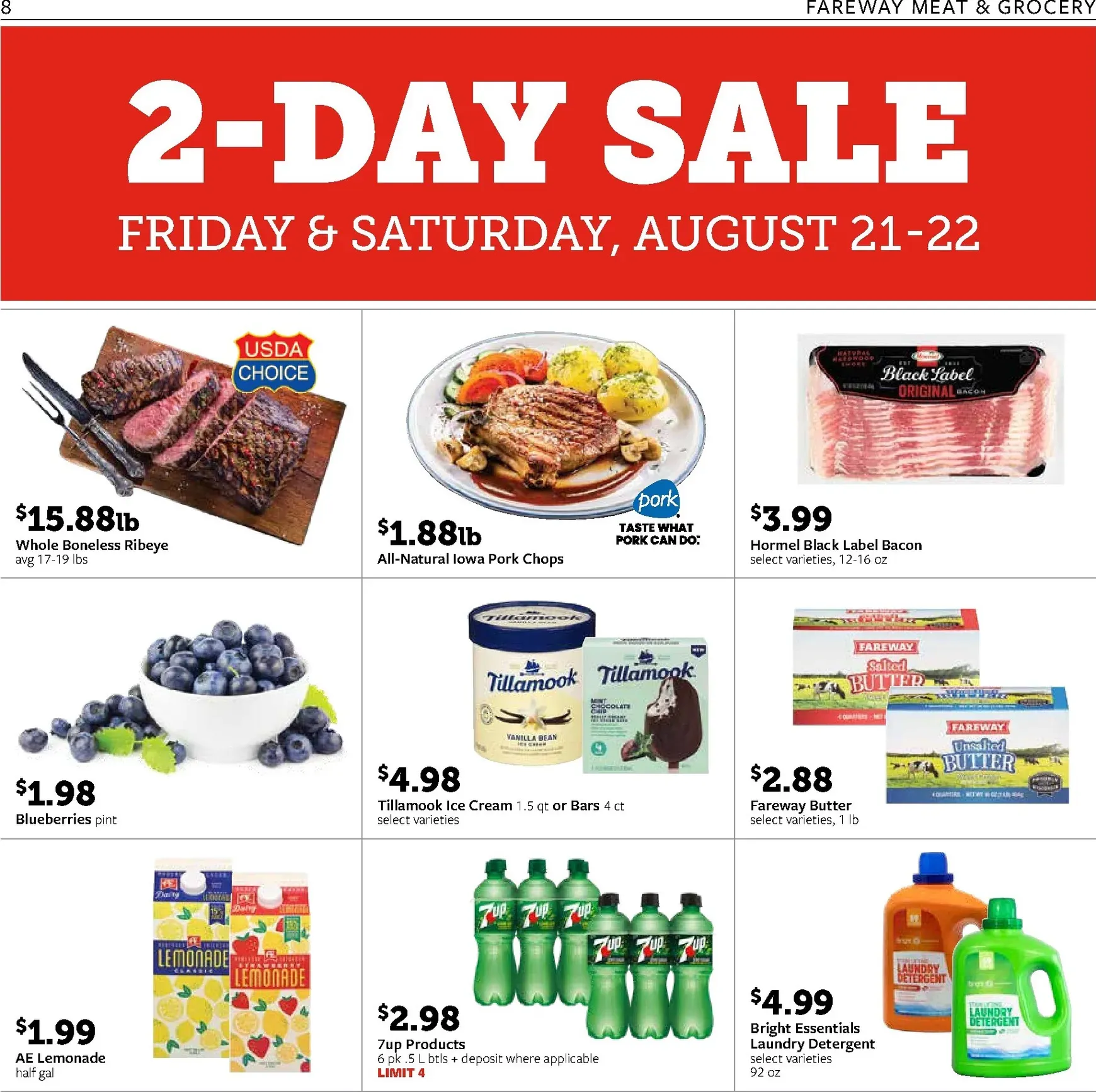 Weekly promotion Fareway - Back to Savings spanning from August 17 to August 22 2026 - Page 8 for Catalogue 365