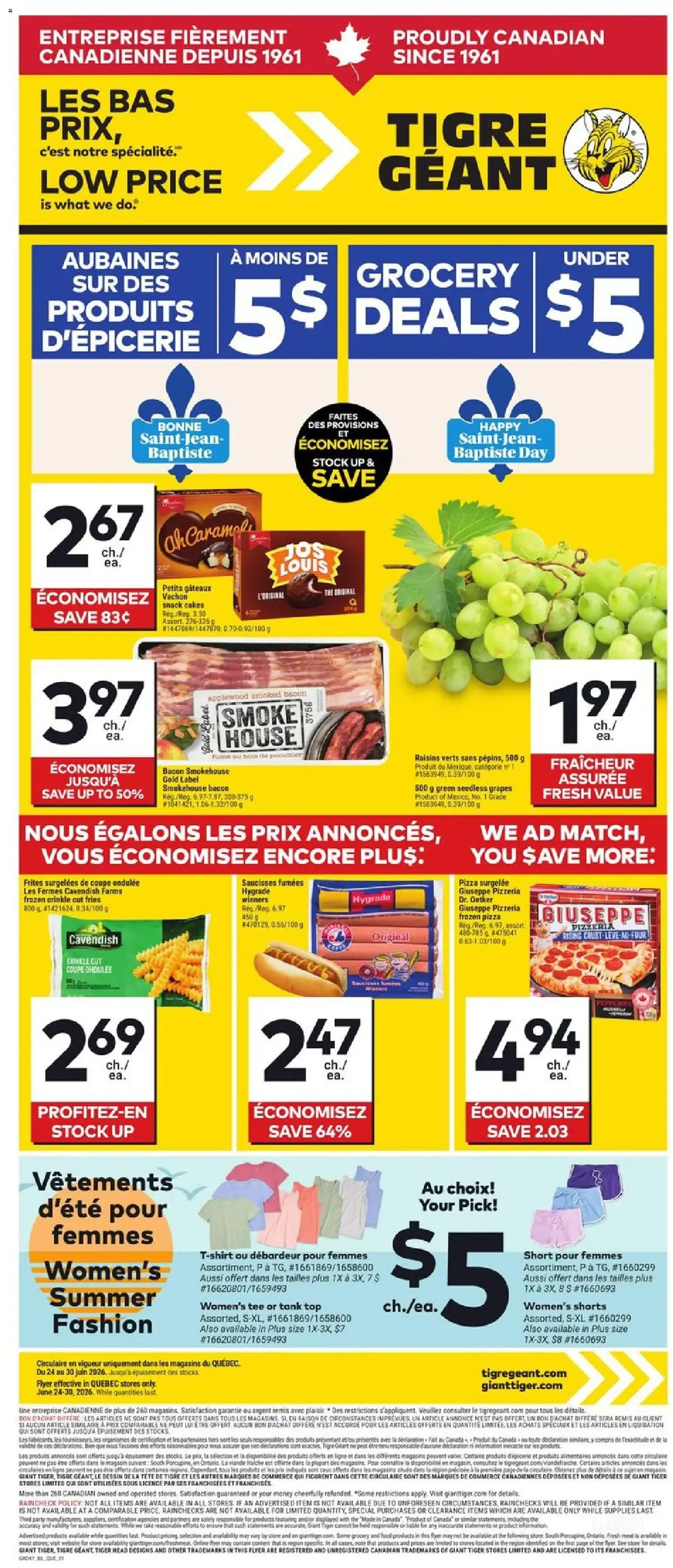 Tigre Géant | Aubaines sur produits d'épicerie et mode d'été | Du 24 au 30 juin 2026