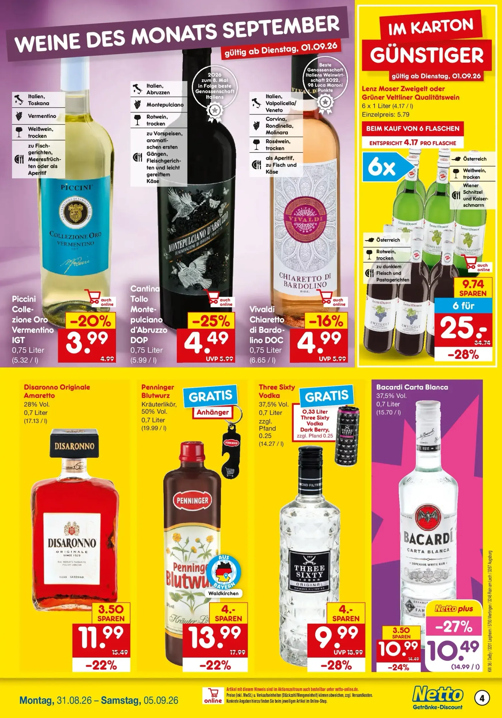 Netto Marken Discount - Getränkeangebote Prospekt – von Montag 31.08.2026 bis Samstag 05.09.2026 von 31. August bis 5. September 2026 - Prospekt seite 4