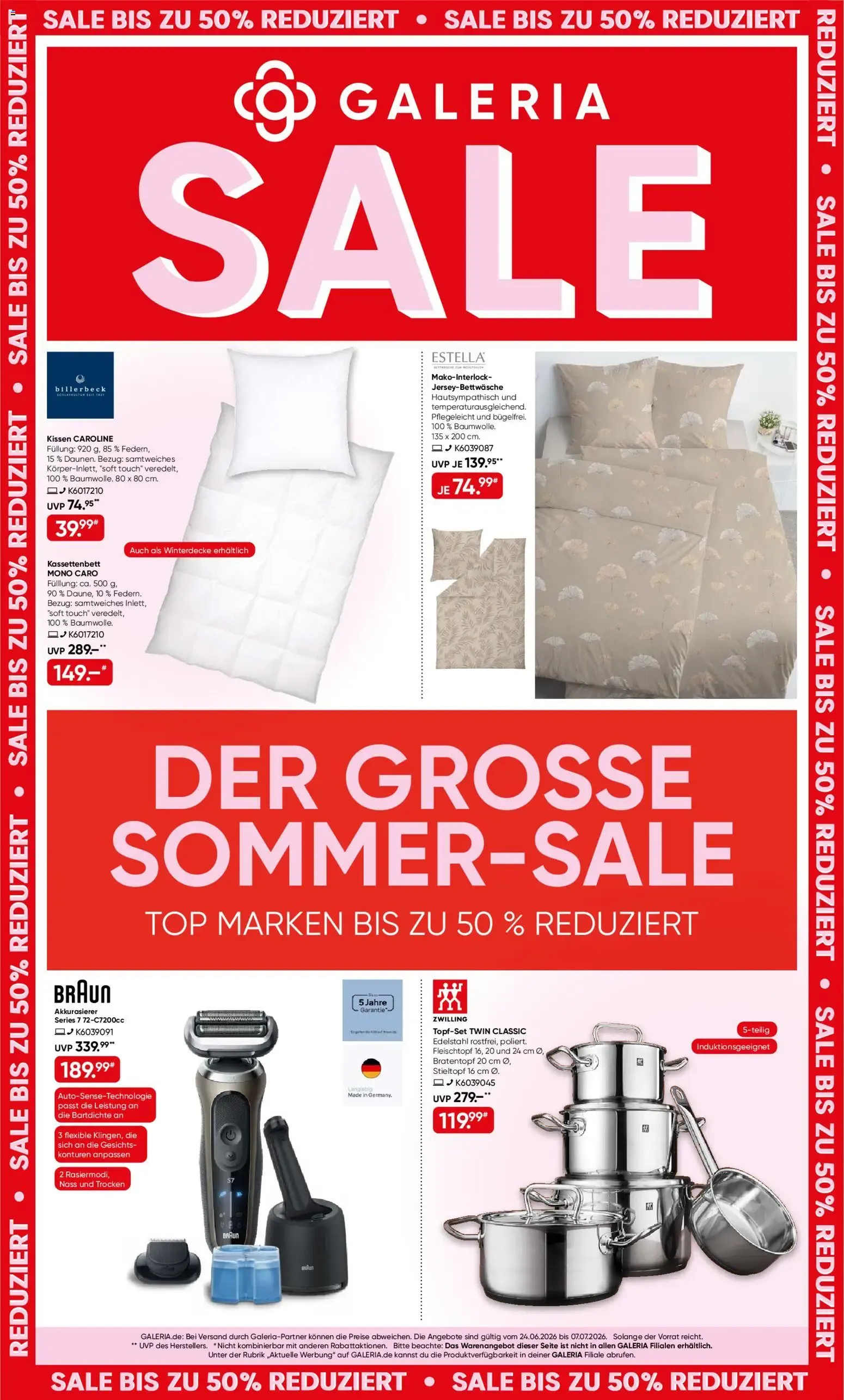 GALERIA SALE - Der Grosse Sommer Sale von 24. Juni bis 7. Juli 2026 - Prospekt seite 1