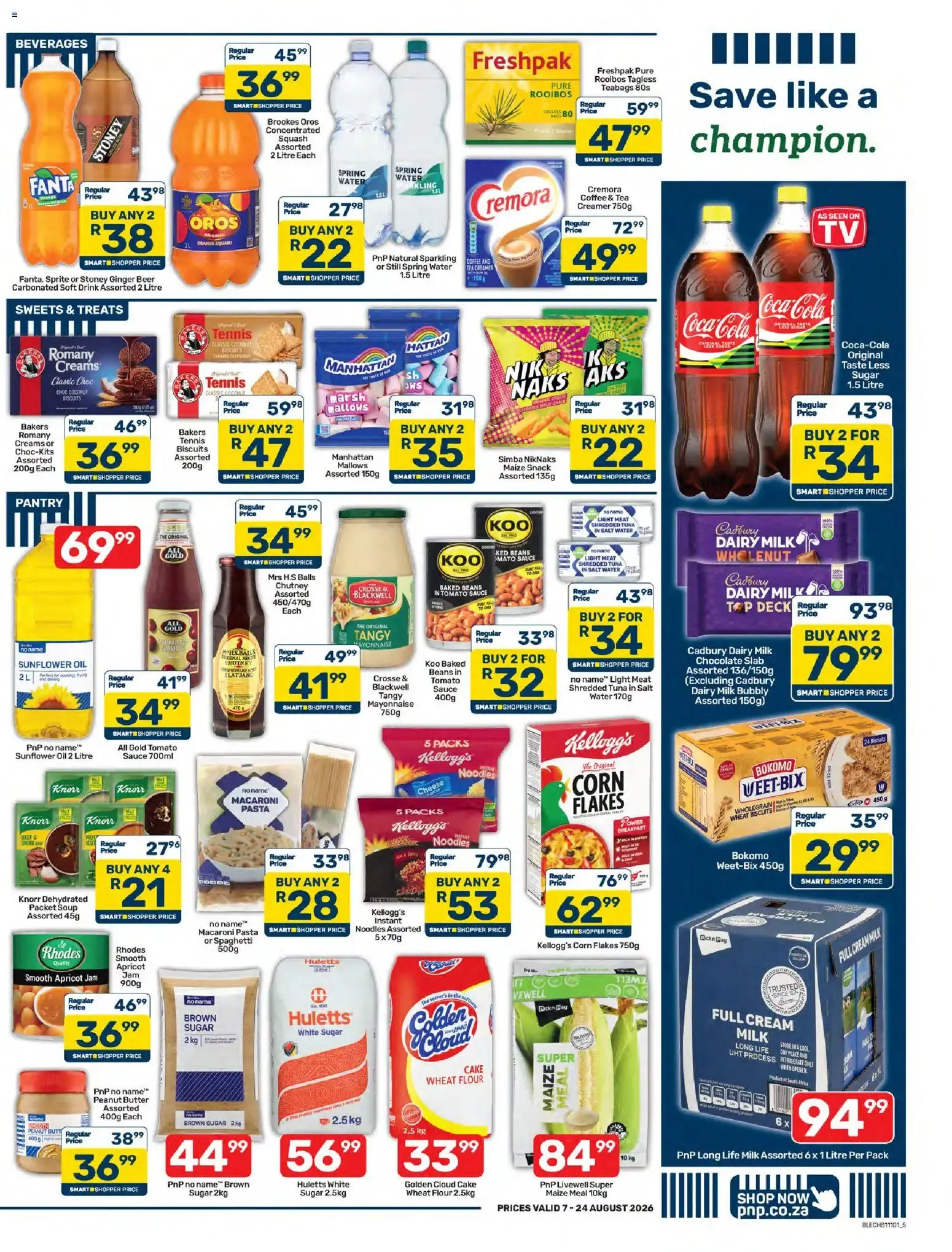 Pick n Pay: Save like a champion. Ofertas y descuentos from 7 August to 24 August 2026 - Catalogue Page 5