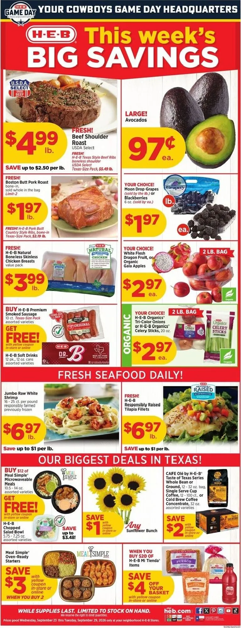 Weekly ad H-E-B This week's BIG SAVINGS from September 23 to September 29 2026 - Page 1