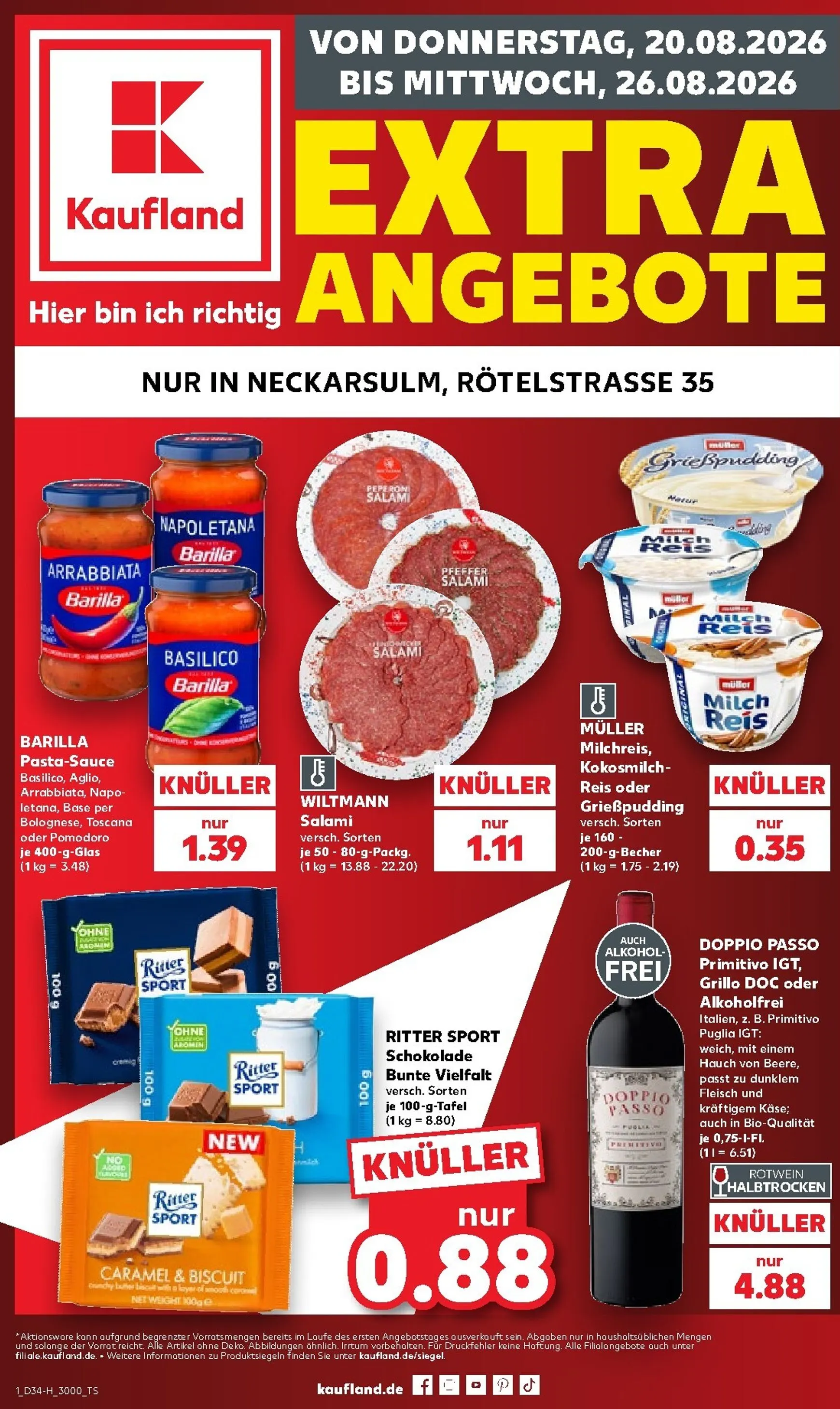 Kaufland - Neckarsulm Prospekt nächste Woche – von Donnerstag 20.08.2026 bis Mittwoch 26.08.2026 von 20. August bis 26. August 2026 - Prospekt seite 1