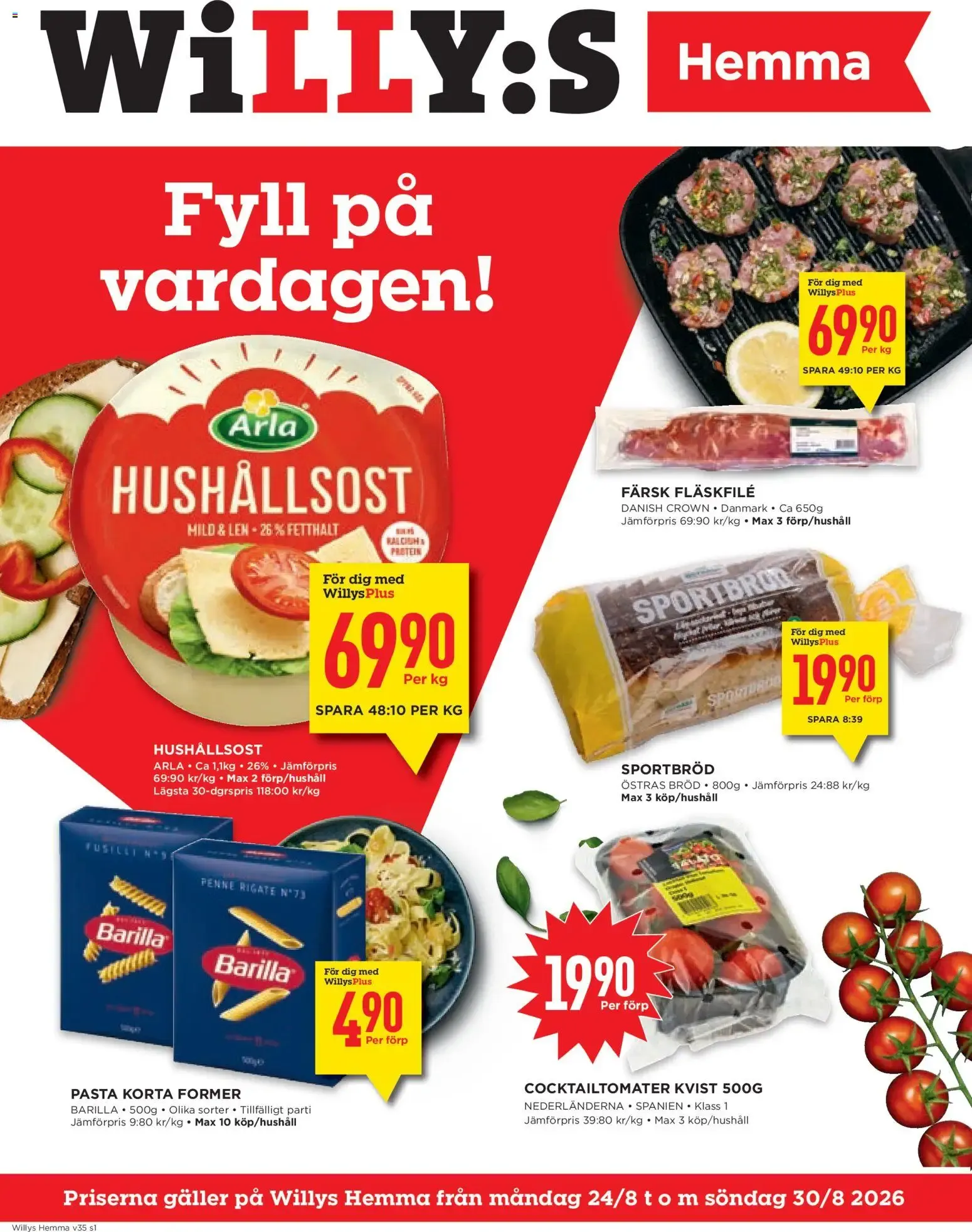 Willys erbjudanden Hemma från 24/08/2026 - 30/08/2026 > Reklamblad nuvarande rabatter från 24 augusti till 30 augusti 2026 - Reklamblad sidor 1