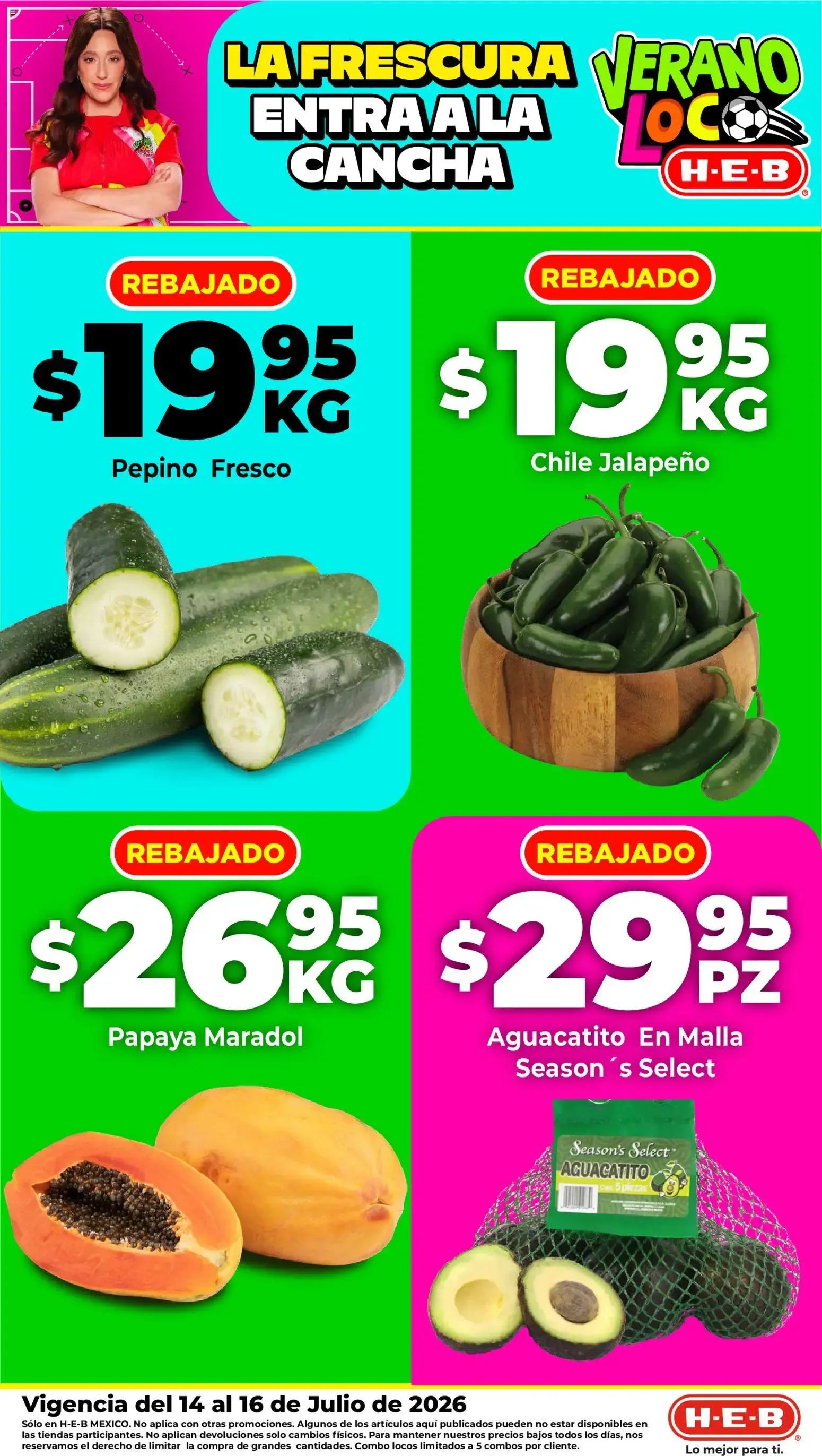 Catálogo de H-E-B folleto Fruta y venduras (14/07/2026 - 20/07/2026) - catálogo en línea 14 de julio al 16 de julio 2026 - Pagina 1