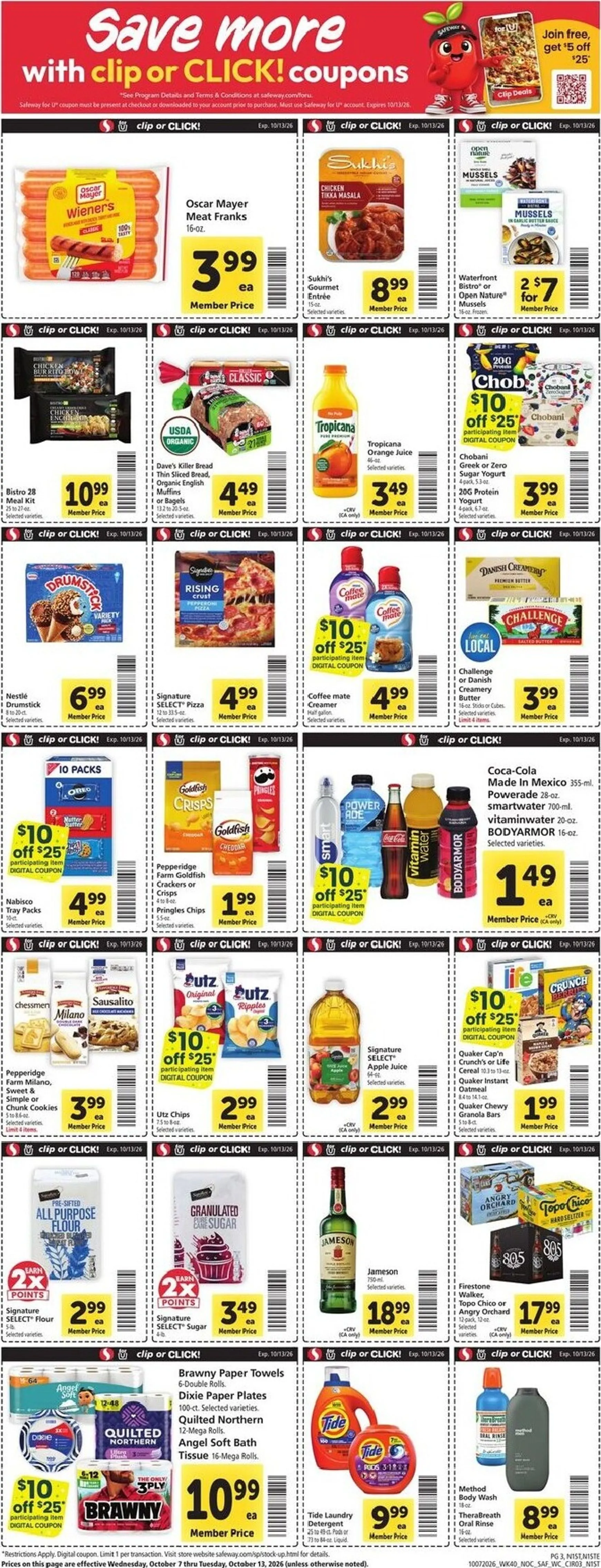 Weekly ad Current Safeway leaflet valid from Wednesday 10/07/2026 to Tuesday 10/13/2026 from October 7 to October 13 2026 - Page 3