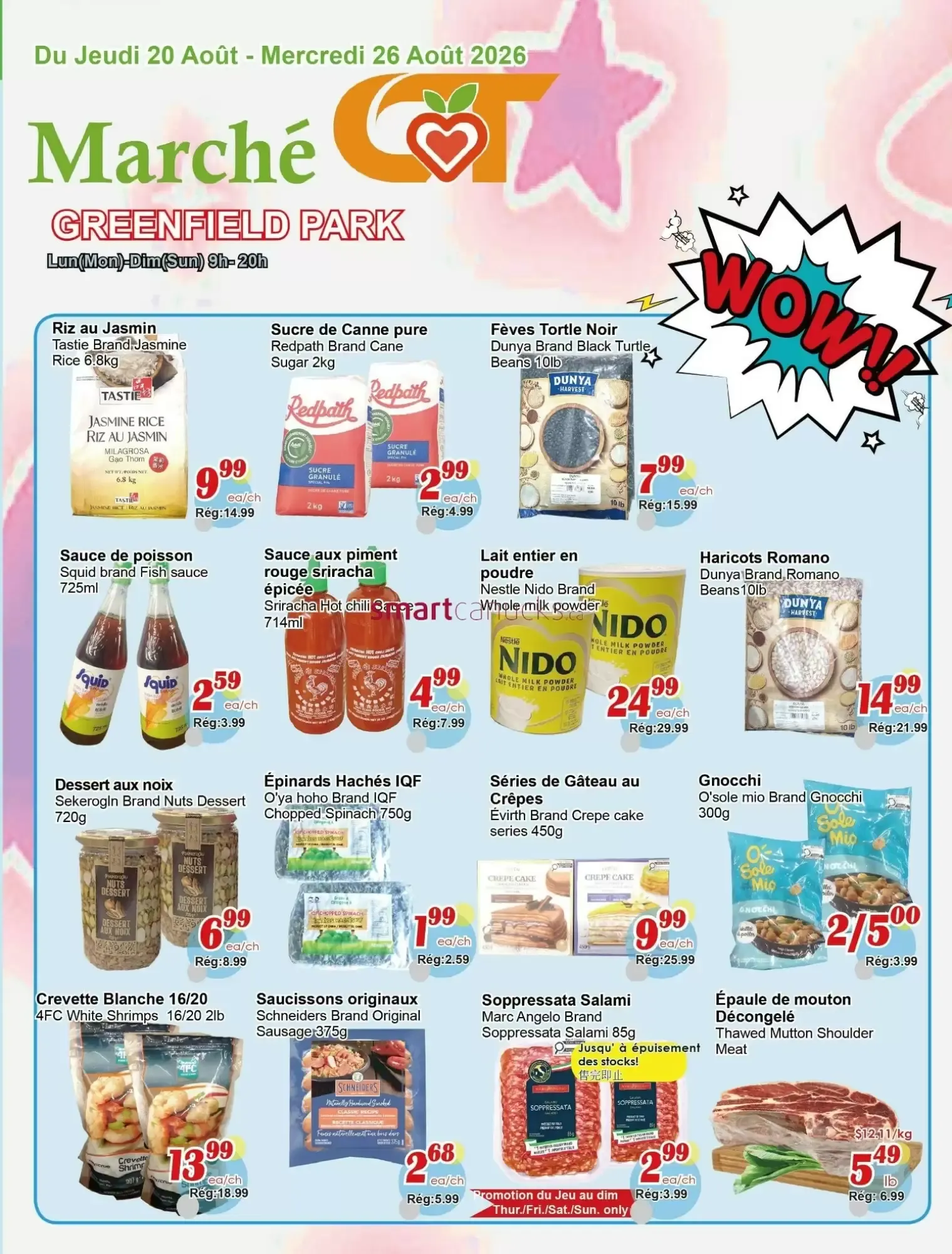 Marché Greenfield Park from August 20 to August 26 2026 - flyer page 1