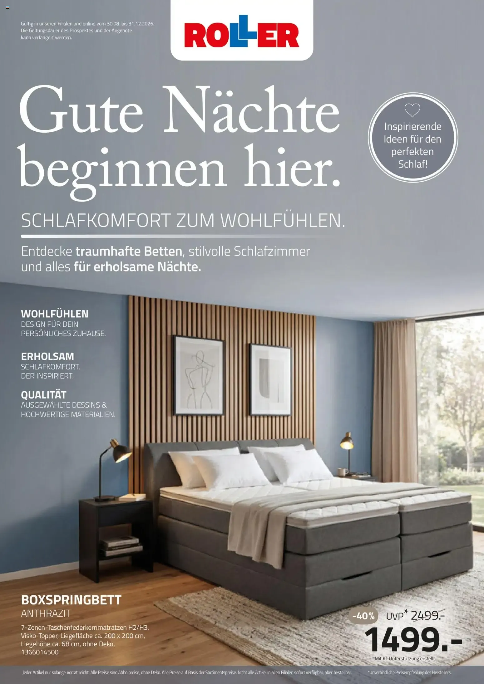 Gute Nächte beginnen hier. von 30. August bis 31. Dezember 2026 - Prospekt seite 1