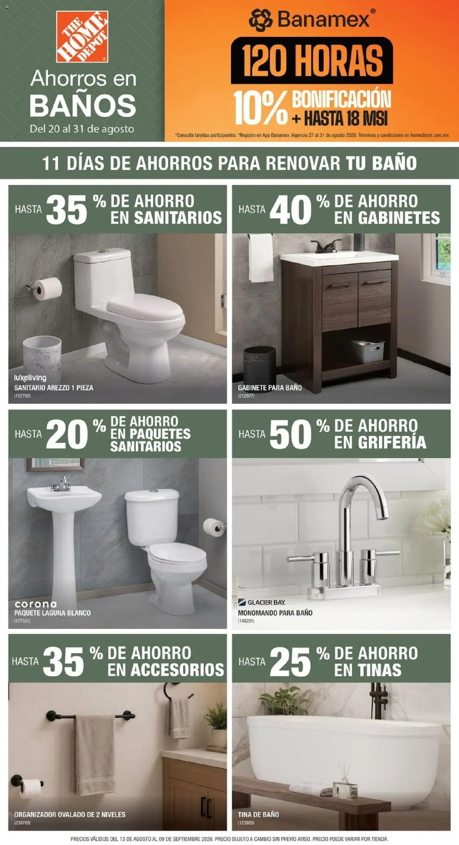 Catálogo de Home Depot catálogo Ahorros de Baños (27/08/2026 - 31/08/2026) - catálogo en línea 20 de agosto al 31 de agosto 2026 - Pagina 1