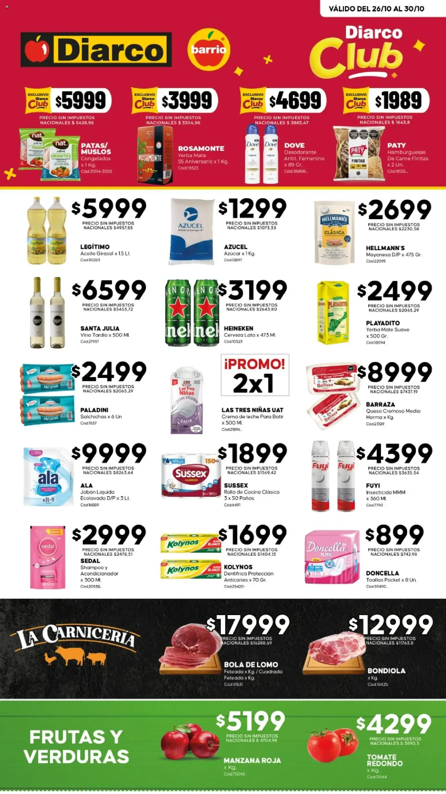 Ofertas de Diarco - OFERTAS DIARCO BARRIO del 26/10/2026 - 30/10/2026 26 de octubre al 30 de octubre 2026 - Página 1 del catálogo